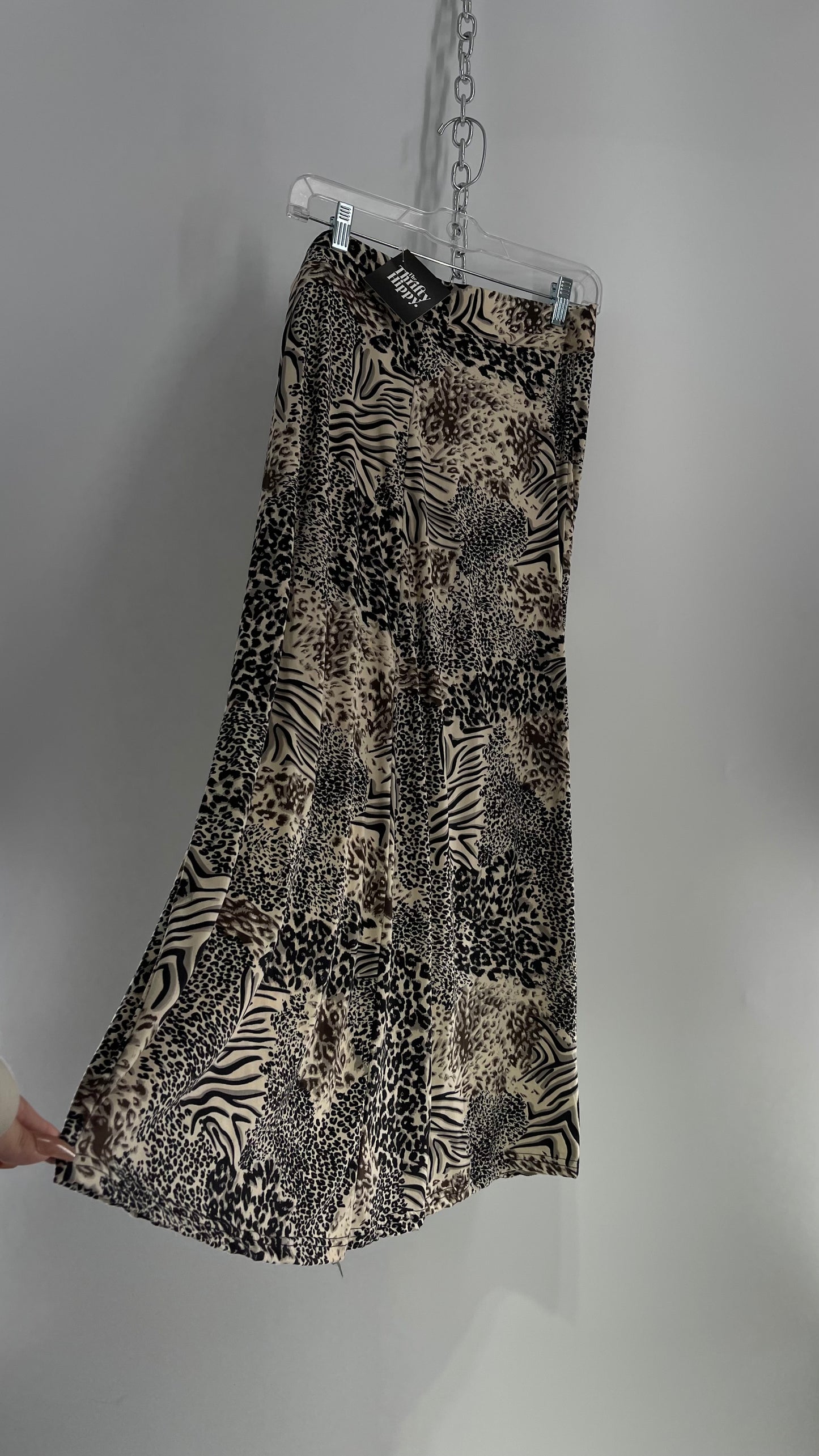 Vintage 1990s BUZZ Leopard Animal Print Full Length Skirt (Medium)