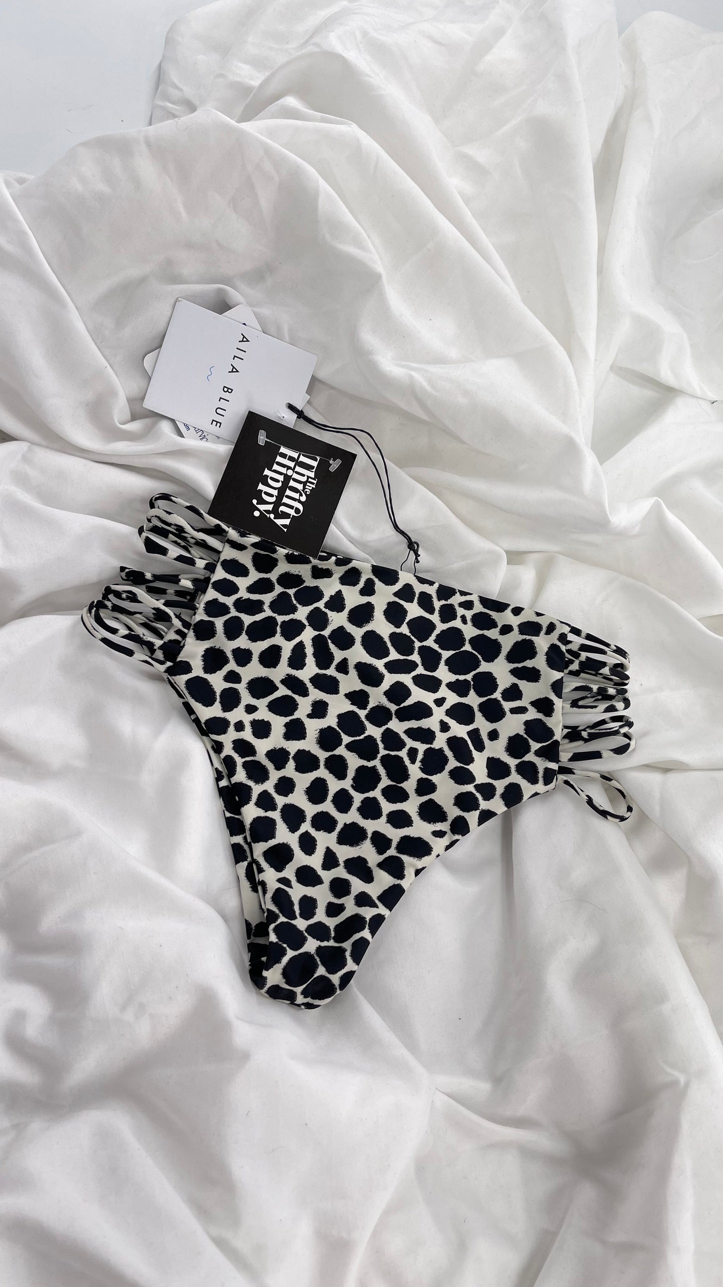 AILA BLUE Animal Print Cheeky Bottoms with Strappy Sides and Tags Attached (Small)