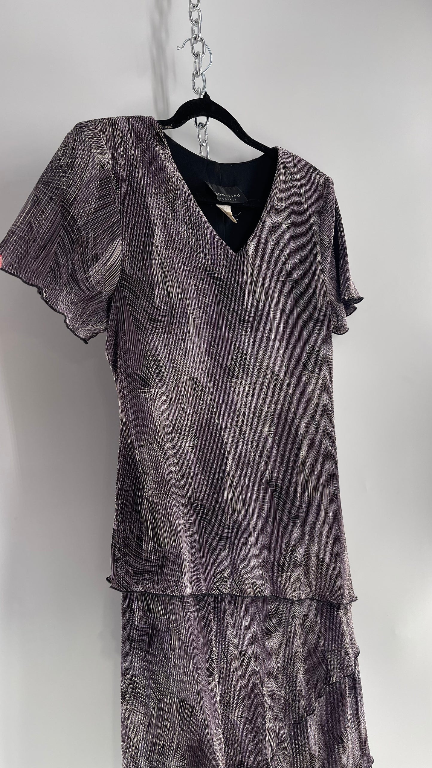 Vintage Pleated/Fluted Layered Purple/Gray Dress (10)