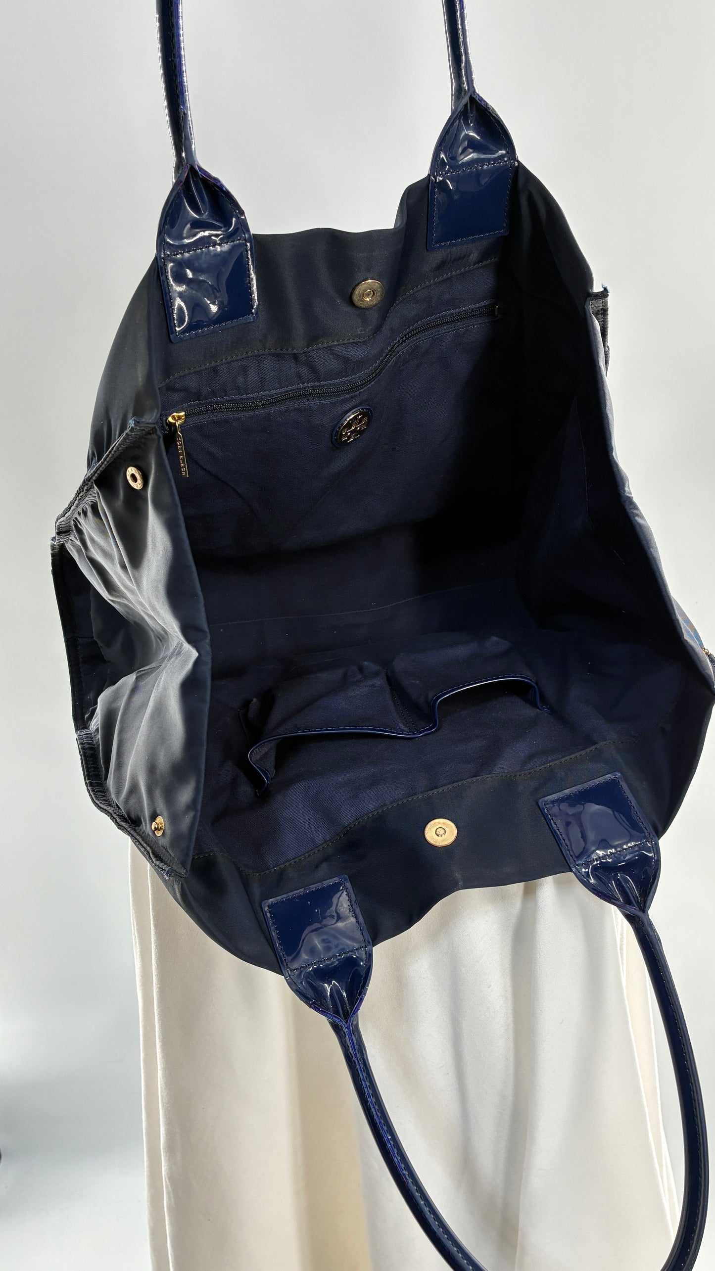 Vintage Tory Burch Navy Blue Ella Tote