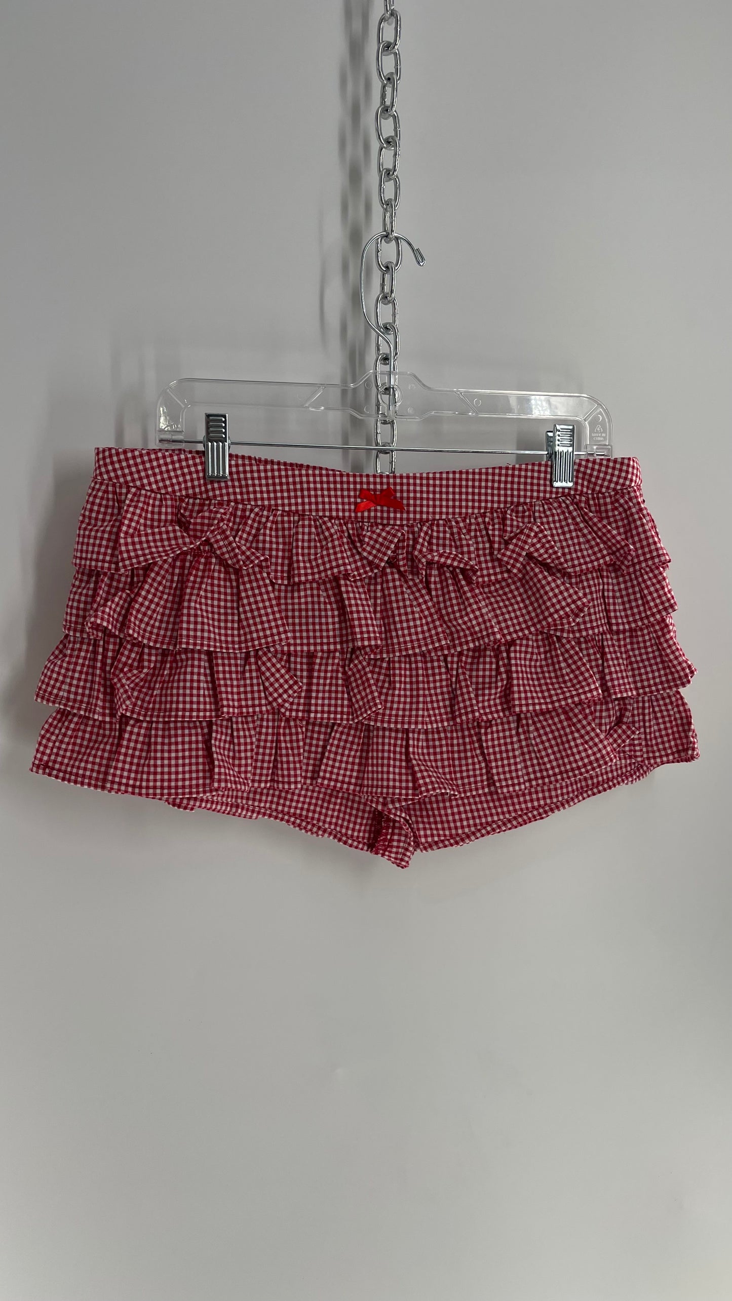 Red Gingham Ruffled Shorts (Medium)