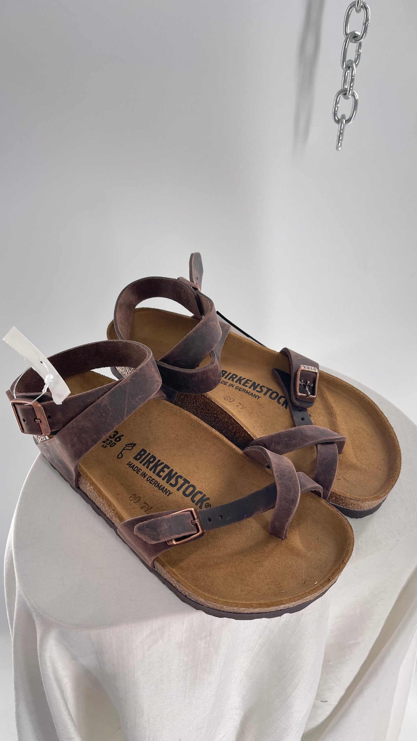 BIRKENSTOCK YARA Leather Strappy Sandal with Tags Attached (36)