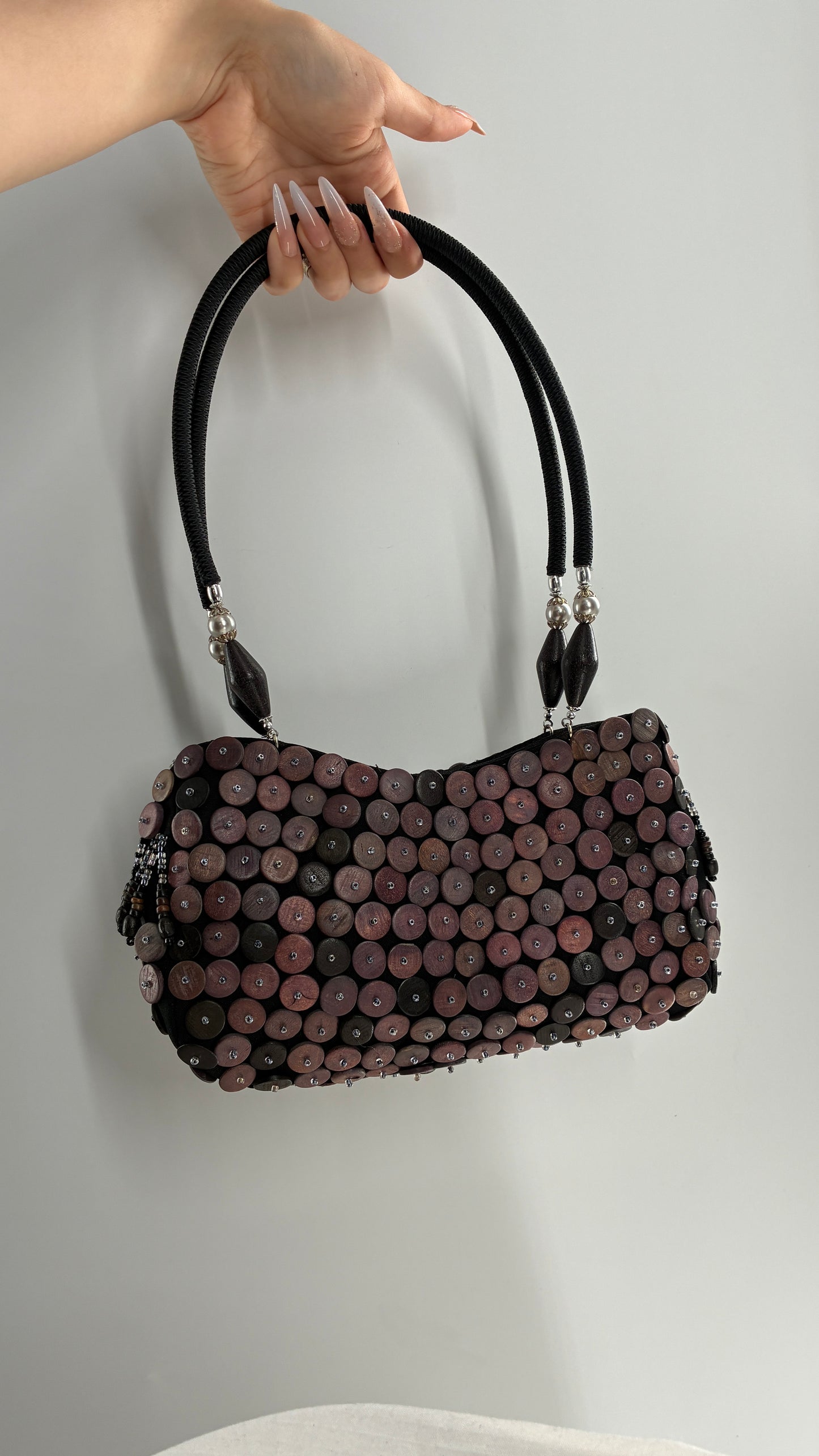 Vintage Embellished Purse with Sequins, Beading, Shells, and Florals