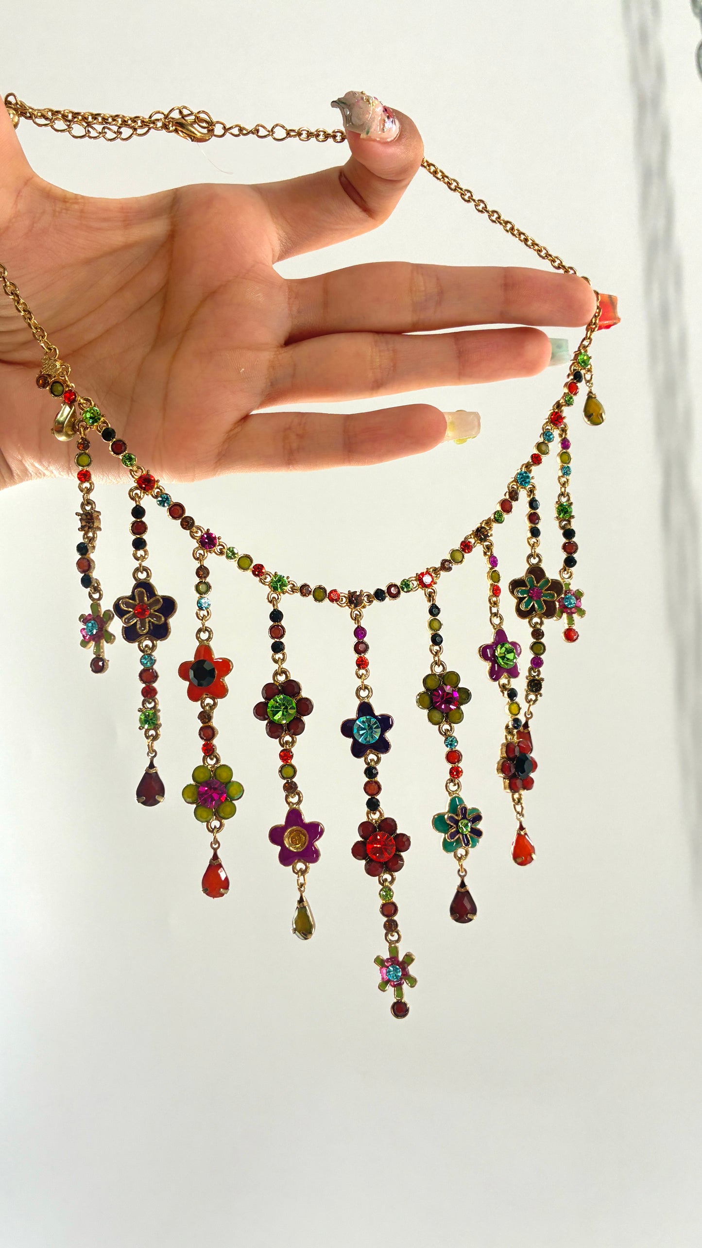 Vintage MICHAEL NEGRIN f Cascading Florals Gemstone Necklace