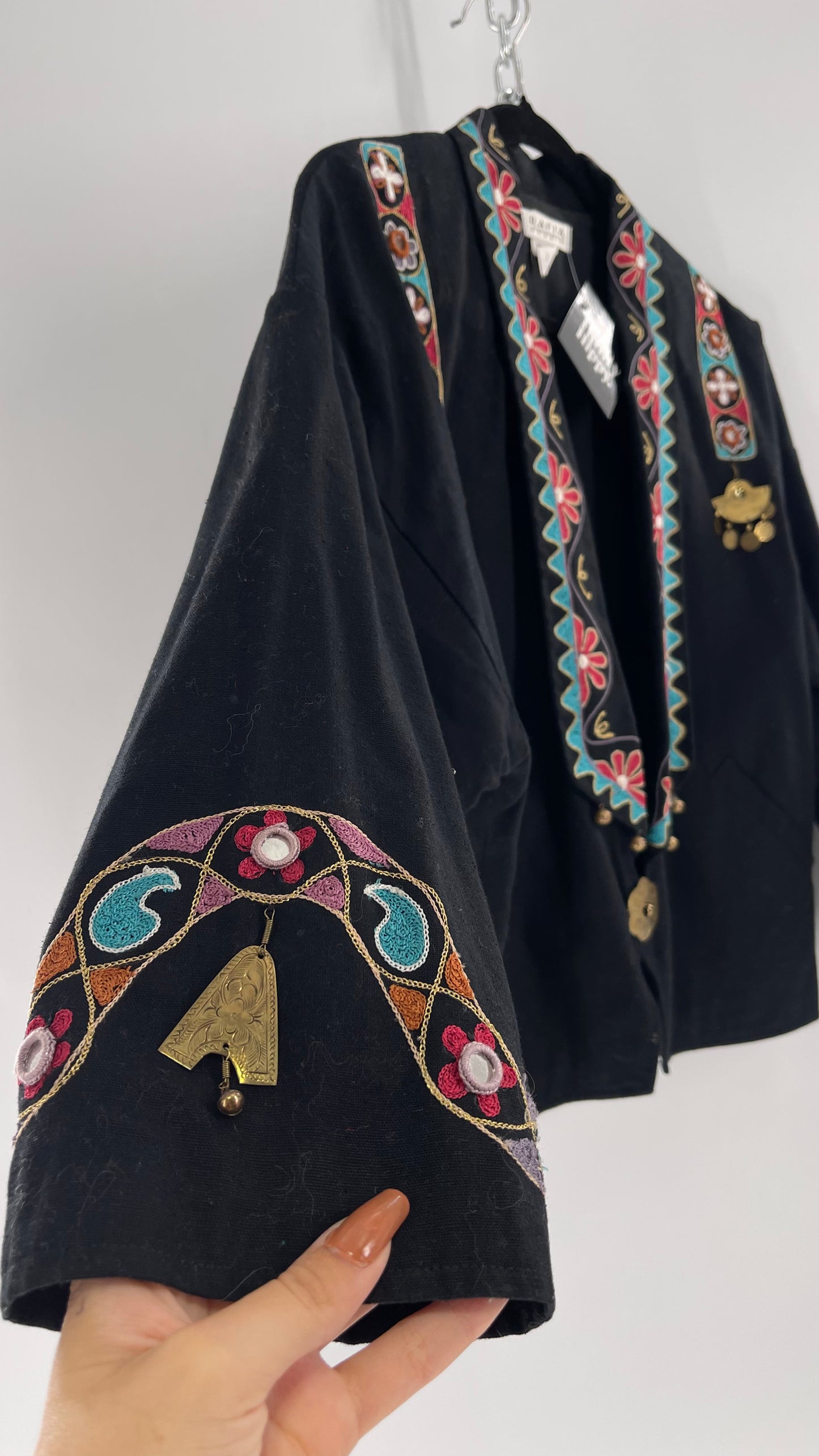 Vintage 1970s RÁFIA STUDIO Western Embroidered Jacket with Bronze Medallions (Medium)