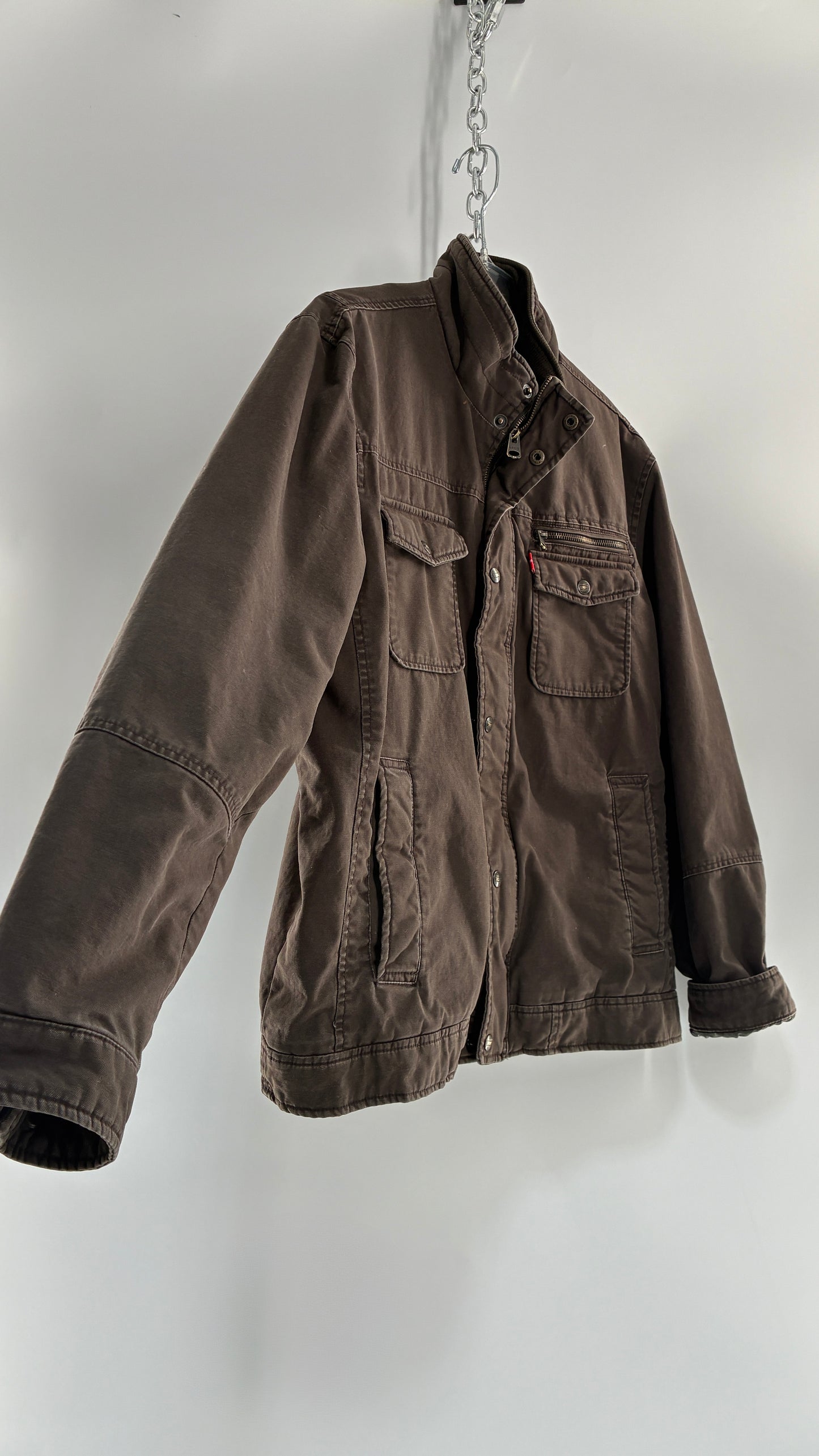 Vintage Men’s LEVI Brown Canvas Utility Jacket (XL)