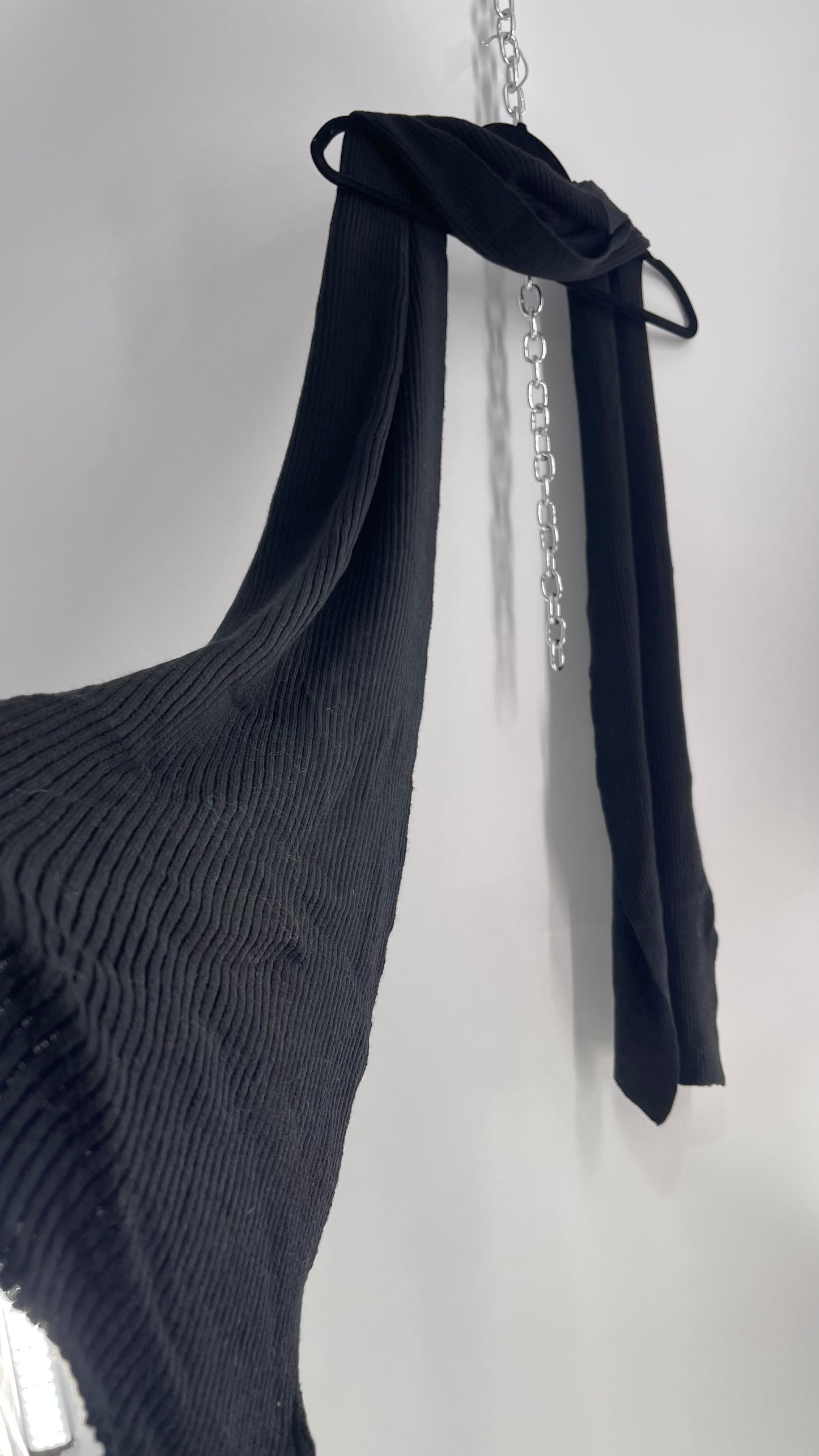 Black Ribbed Slouchy Heavy Scarf