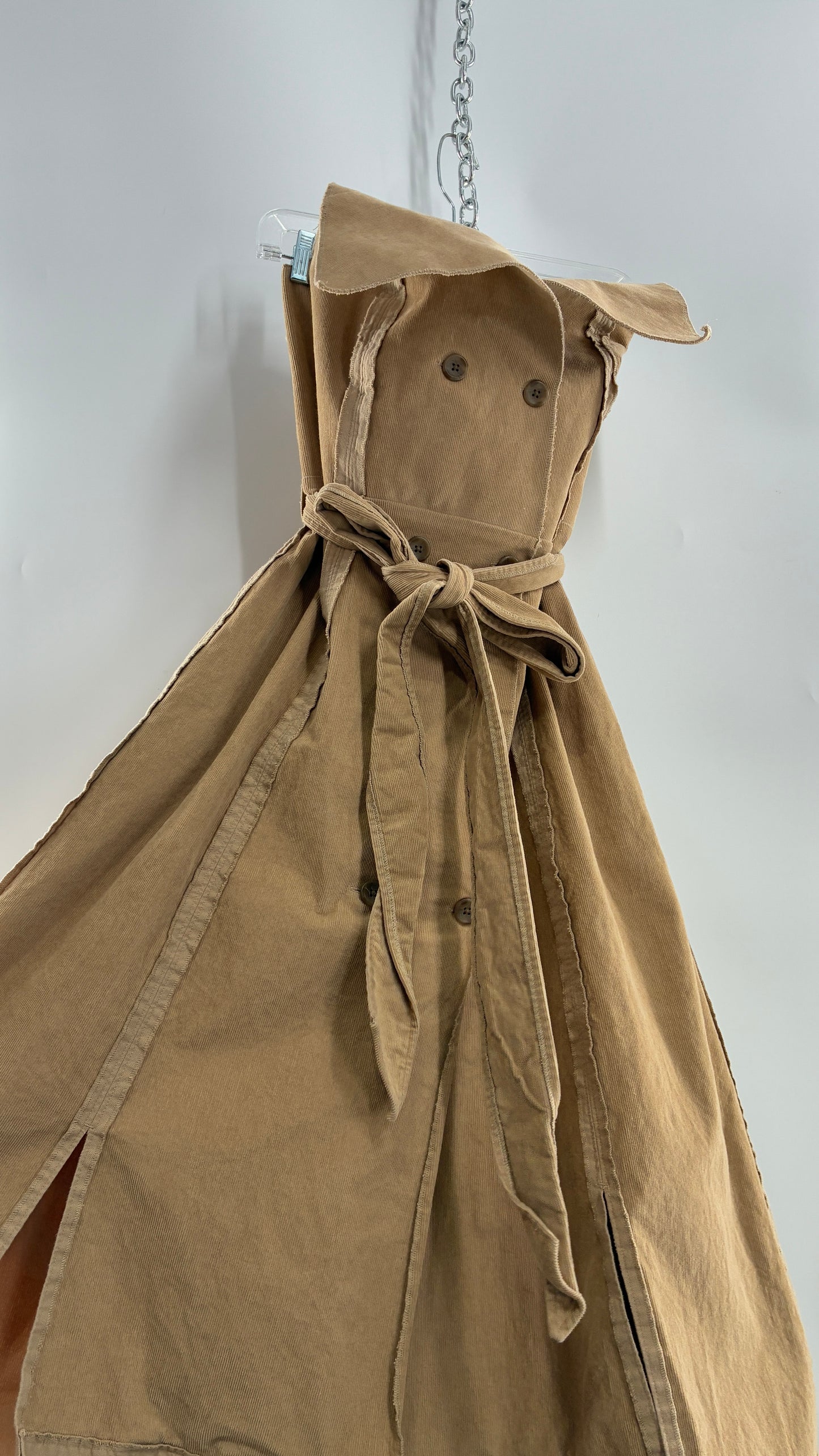 Vintage Corduroy Trench Coat Style Dress (Medium)
