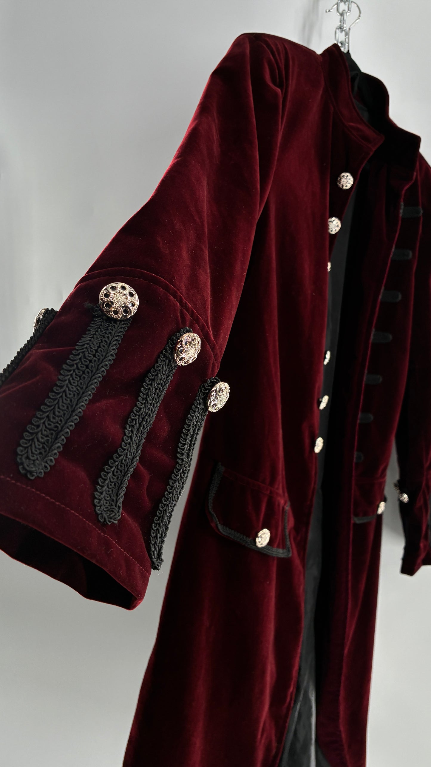 Velour Crimson Steampunk Drummer Coat (XL)