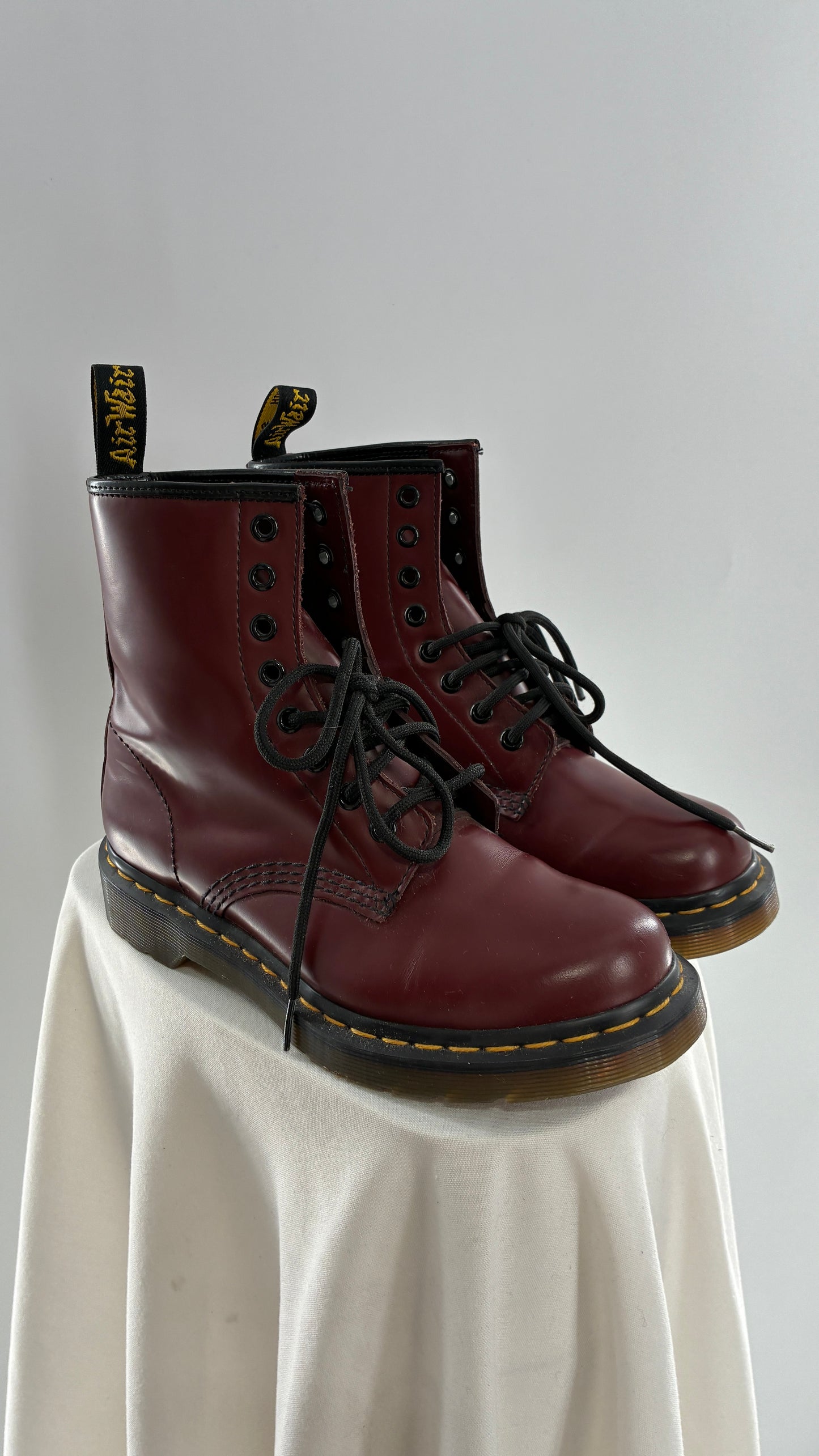 Vintage Dr. Martens Burgundy Maroon Combat Boots (6L)