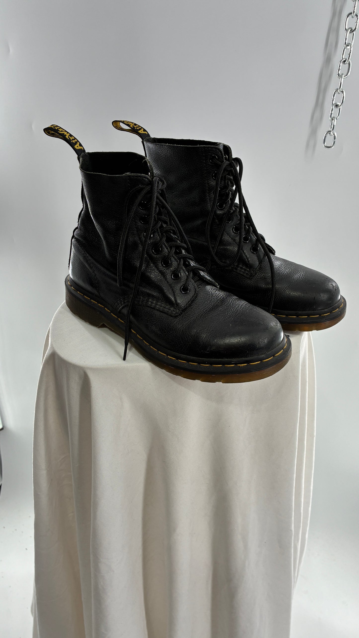 Vintage Dr. Martens 1460 Pascal Virginia Soft Leather Black Boots (8L)