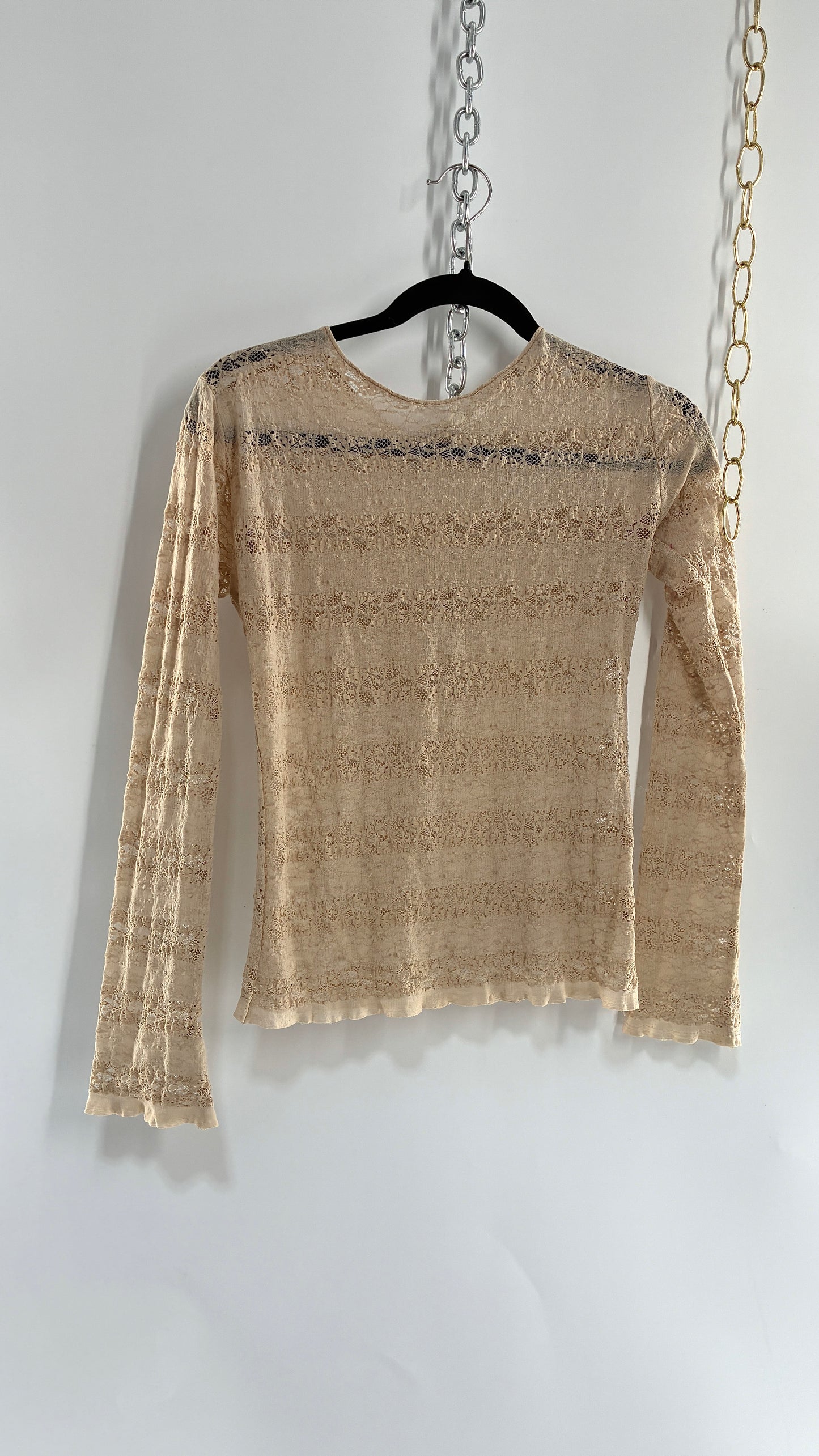 Vintage MERGIRL Thin, Delicate Sheer Lace Long Sleeve (Medium)