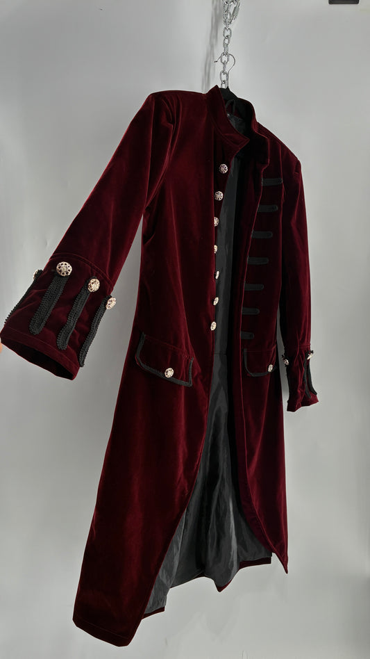 Velour Crimson Steampunk Drummer Coat (XL)
