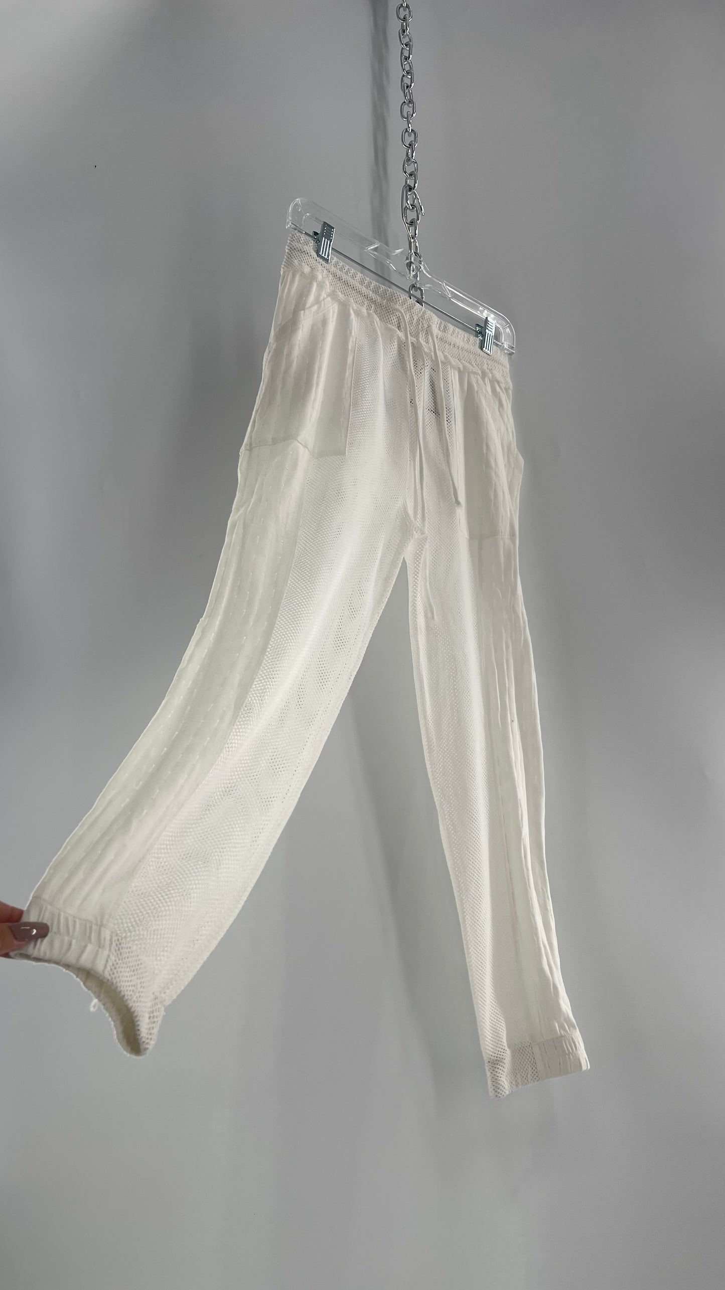 Free People Movement White Mesh Patchwork Lounge/Athletic Pants (XS)