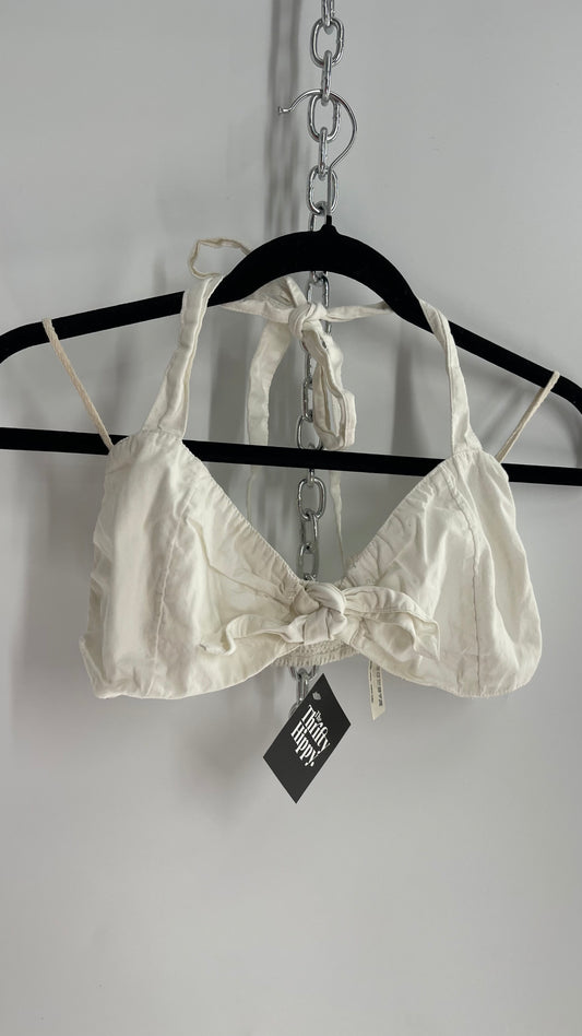 Free People Off White Tie Bust Halter Top (XS)