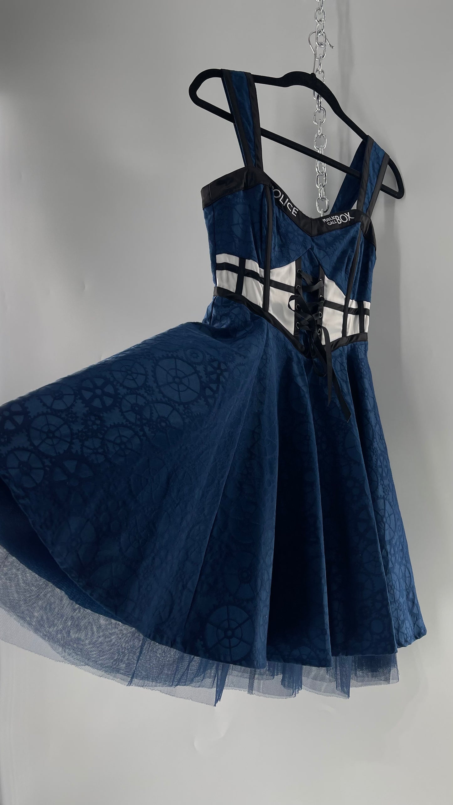 BBC Doctor Who Tardis 50s Vintage Style Dress with Tulle Underskirt (SM)