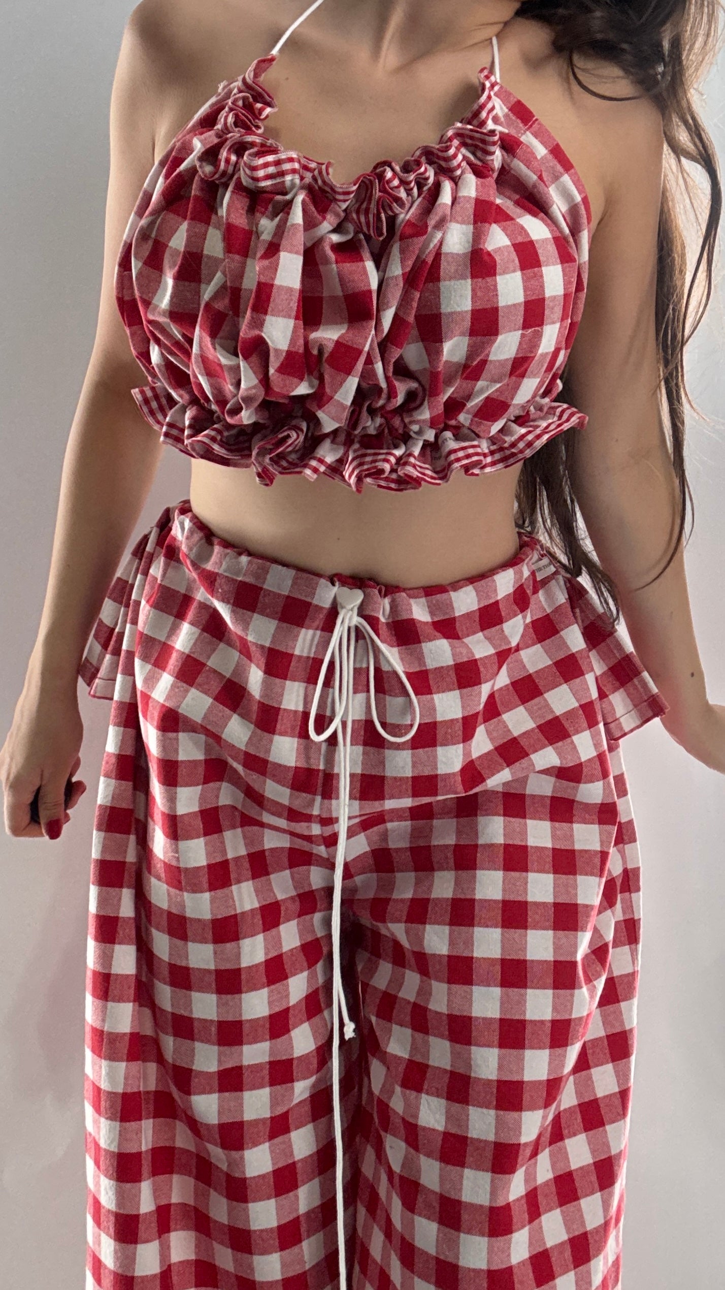 Vintage Handmade Picnic Red/White Gingham Two Piece Set (XS-L)