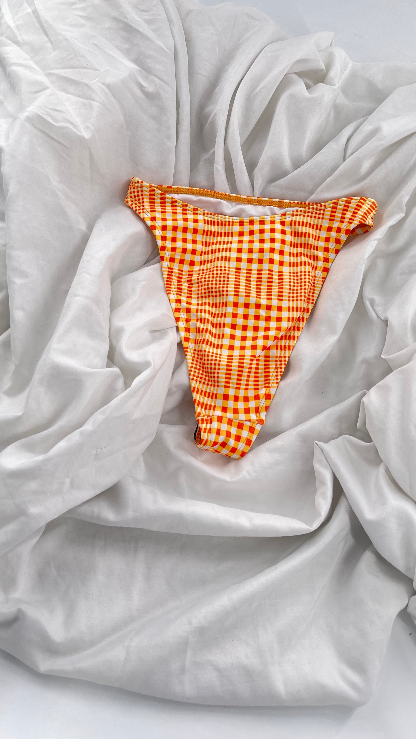 Out From Under Urban Outfitters Orange Picnic Pattern 90s Cut Swim Bottoms (XS)