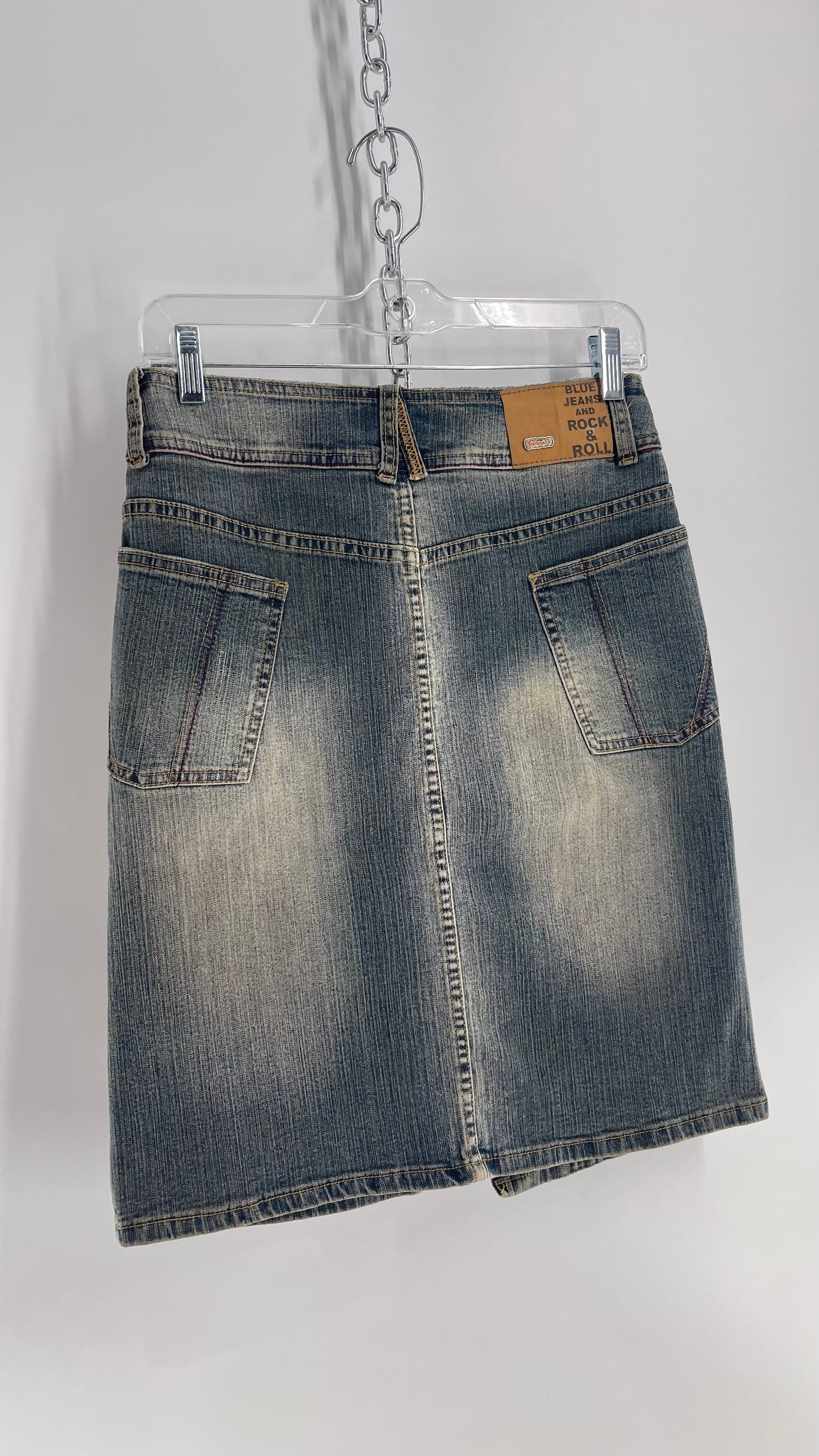 Vintage Dollhouse Faded Wash Denim Jean Skirt (3)