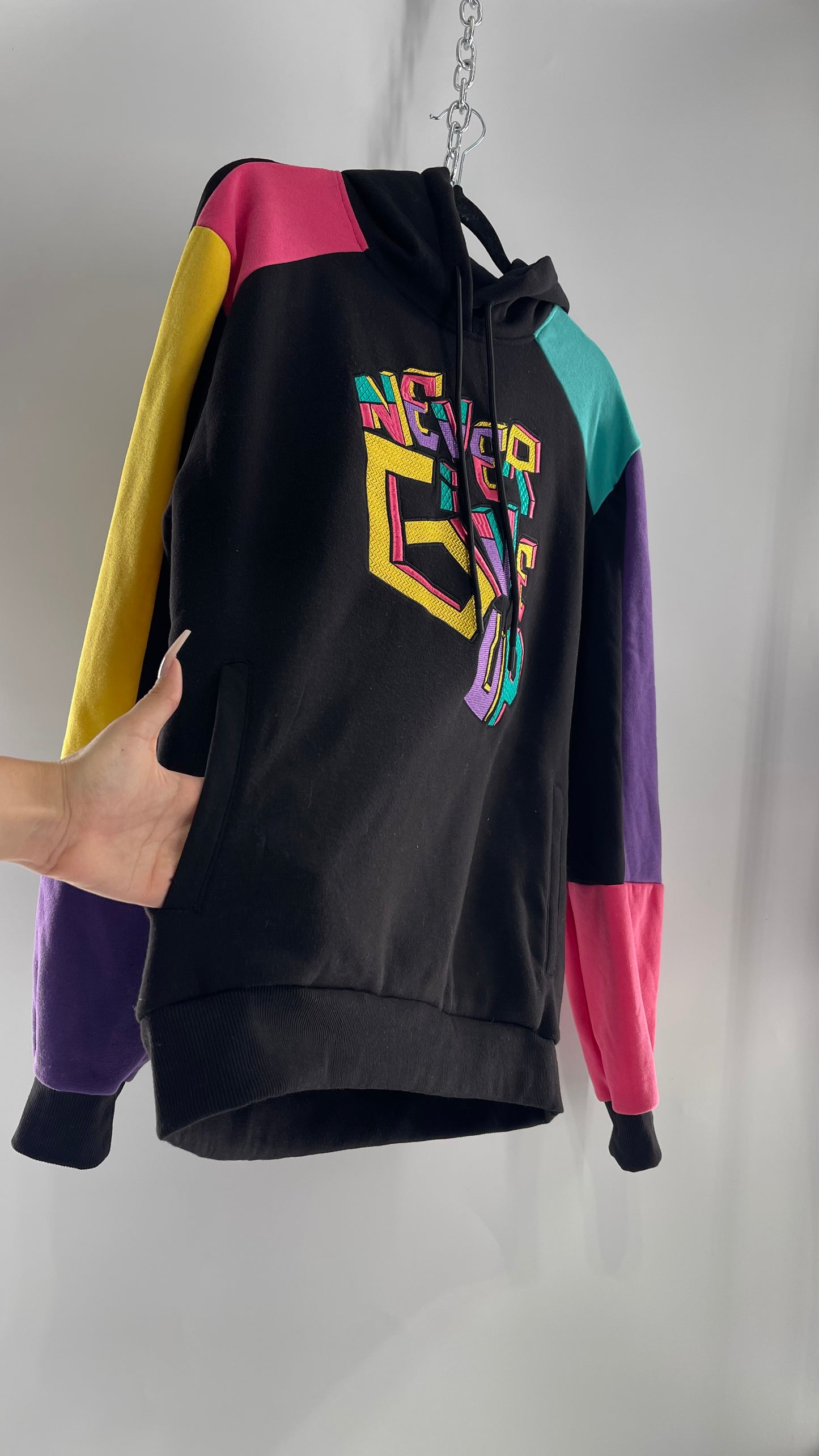 Switch Remarkable 80s Color Block Embroidered Hoodie with Tags (XXXL)