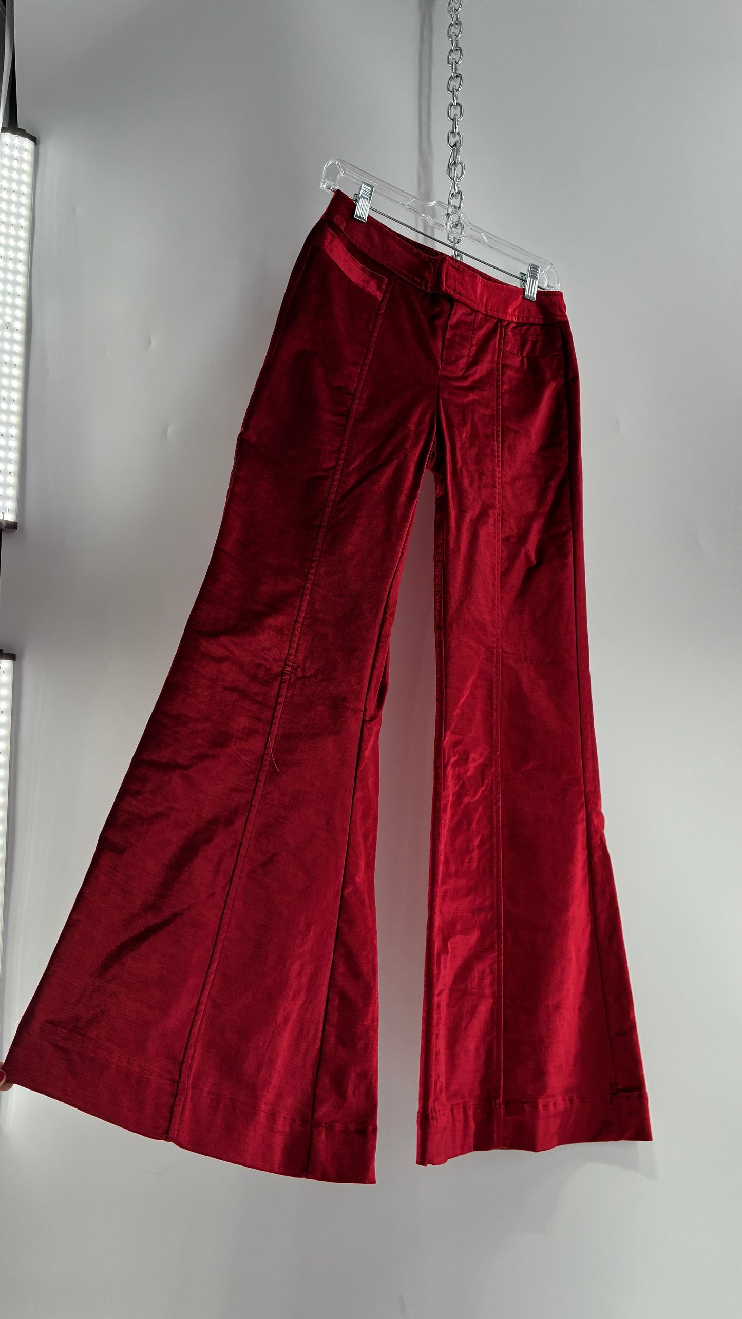 Free People Red Velvet Walk with You Kick Flare Hot Pants (2)