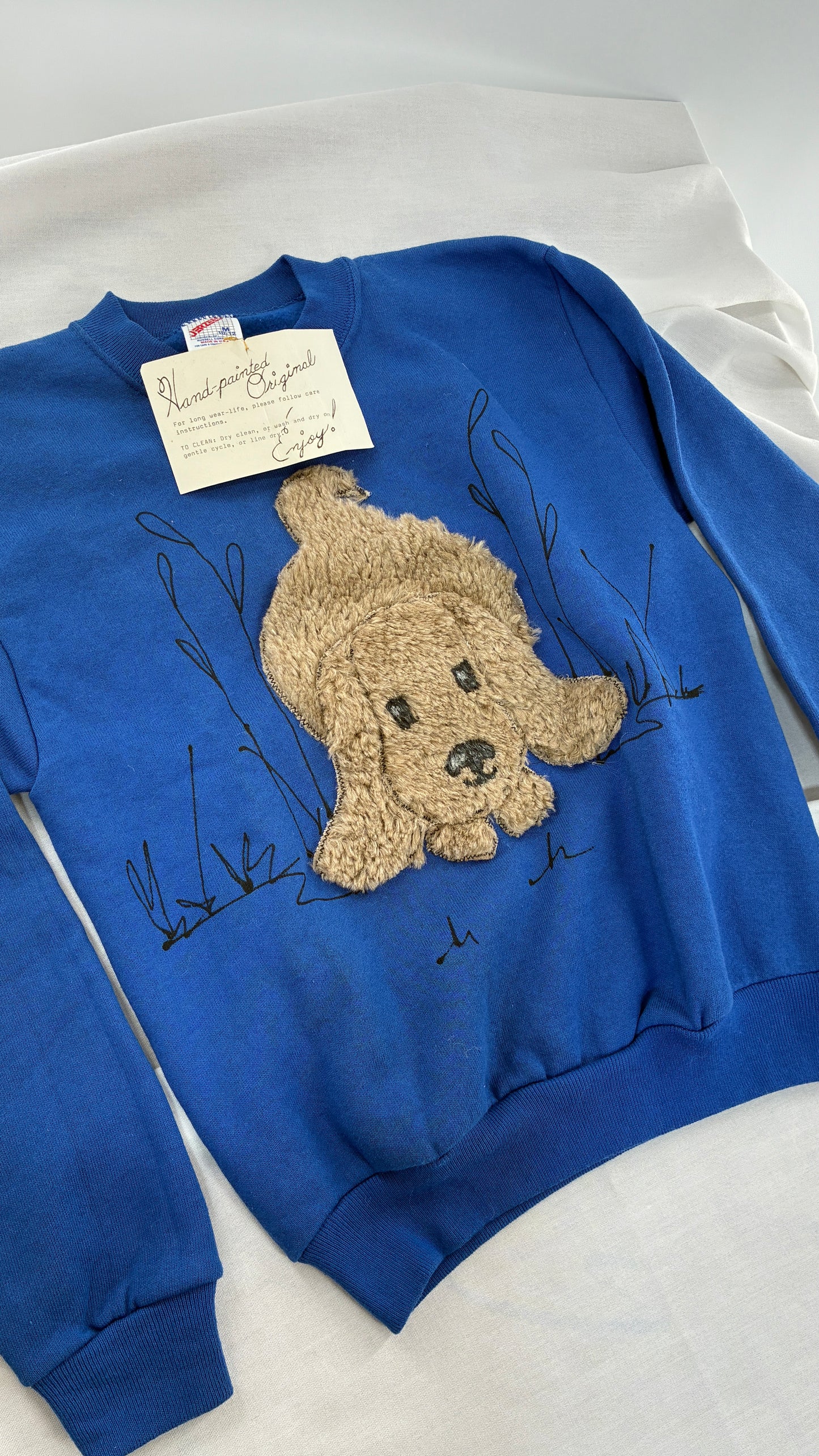 Deadstock Vintage RECREATION Hand Painted Kid’s Crewneck with Handwritten Tag (M 10/12)
