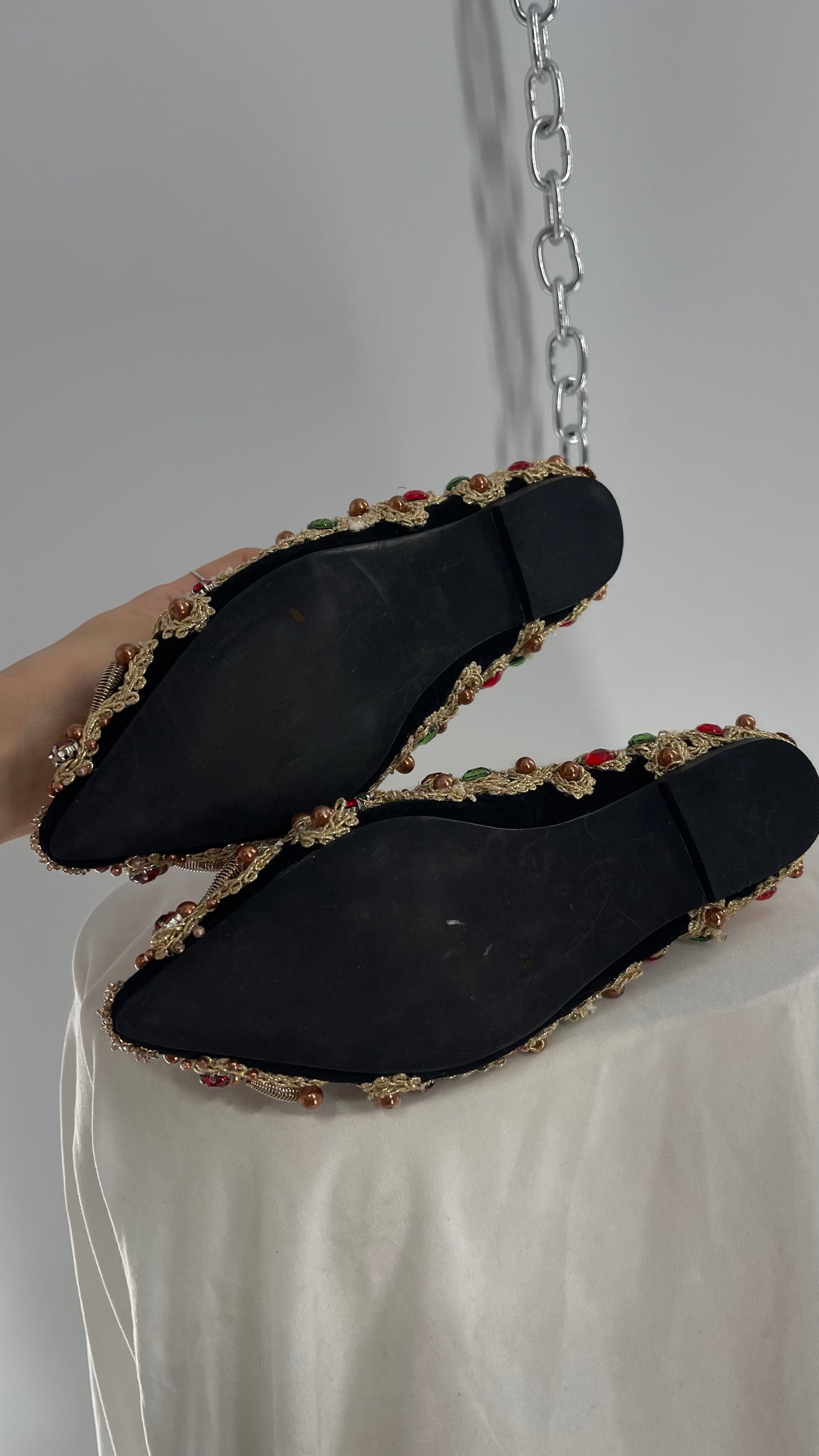 Jeffrey Campbell Sarika Embellished Pointed Mules Covered in Stones, Beads, and Embroidery  (6)