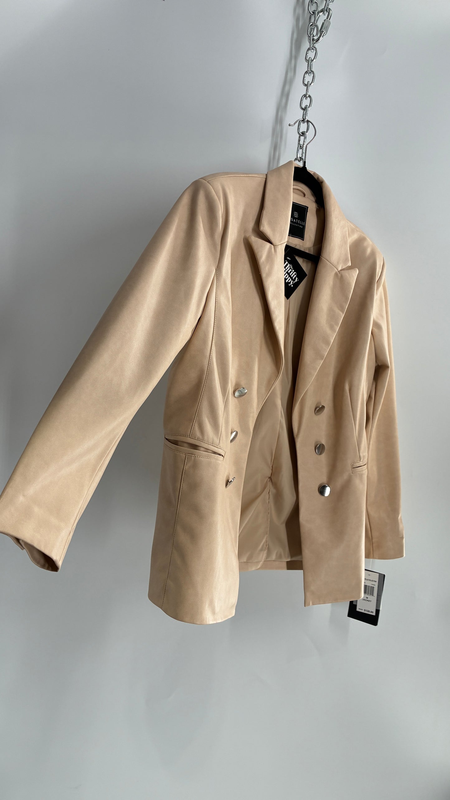 BAGATELLE Vegan Leather Cream Beige Blazer Jacket with Tags Attached (Medium)