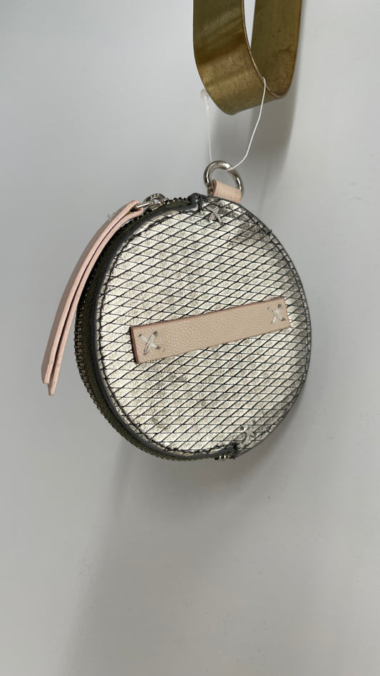 Free People Silver Leather Round Coin Pouch for a Belt