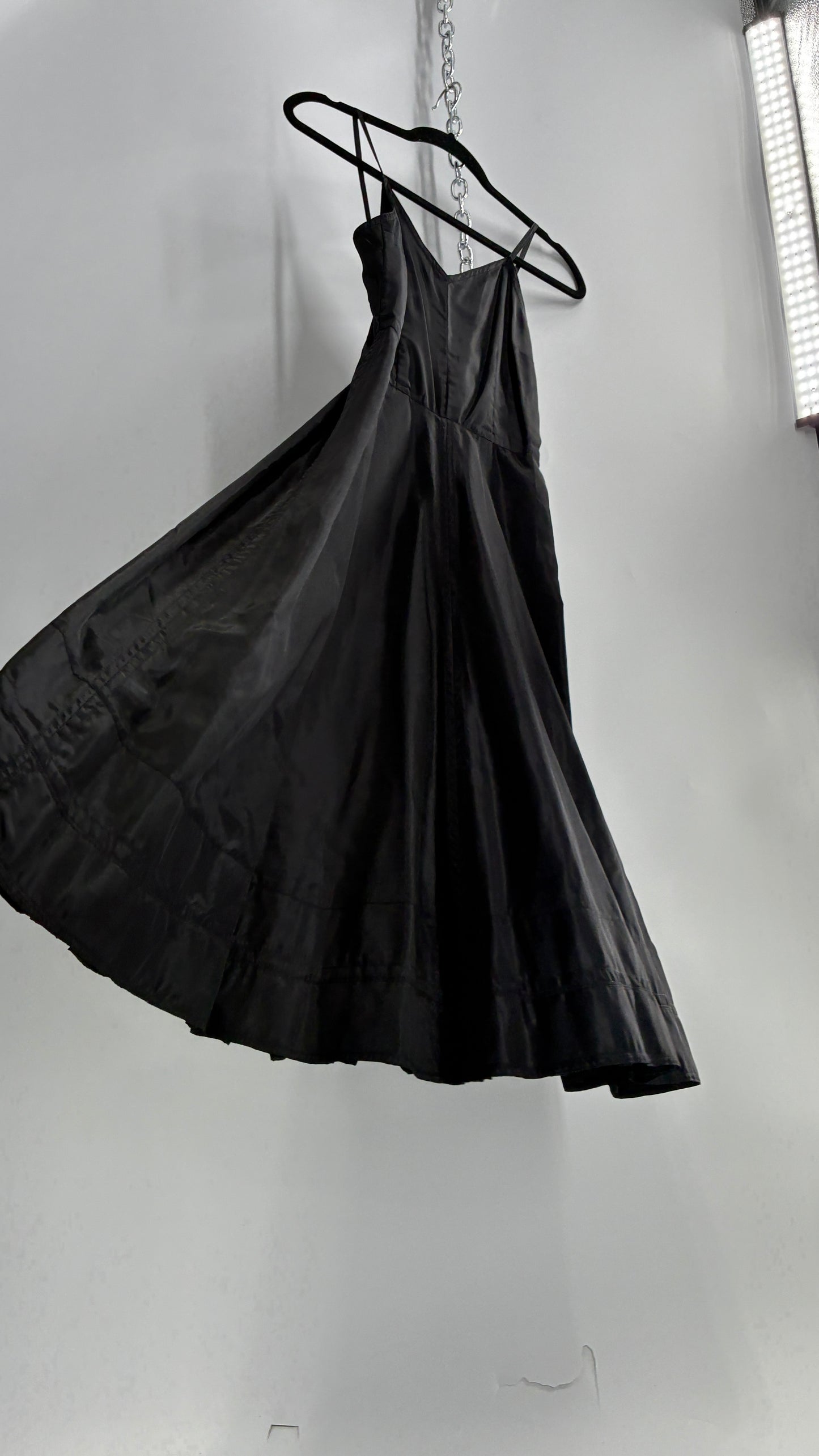 Vintage Black Midi Crinoline Style Dress (S)