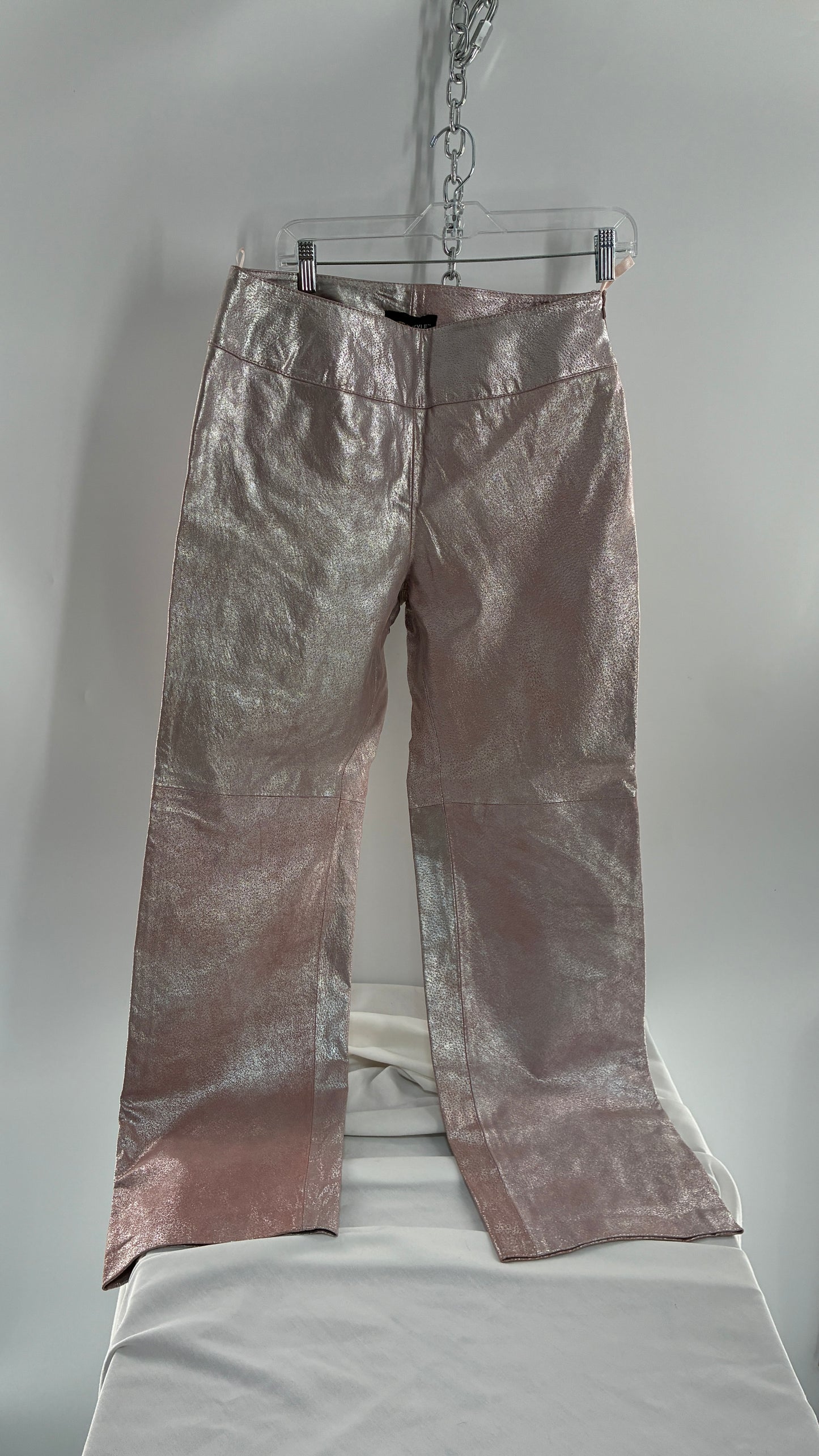 Vintage Deadstock METROSTYLE Pink Metallic Leather Low Rise Bottoms (12)