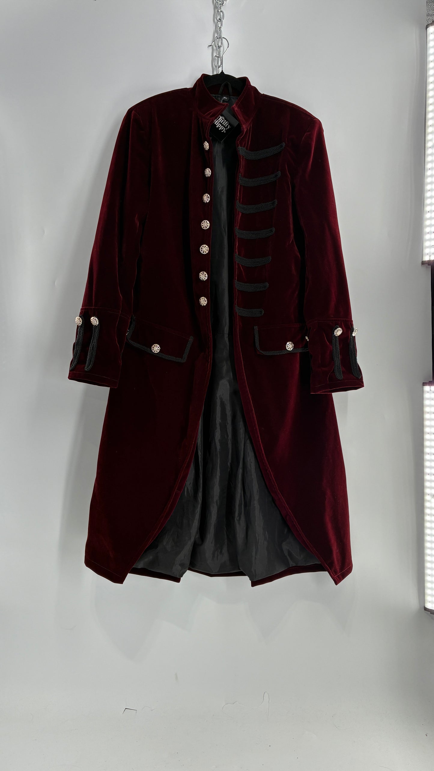 Velour Crimson Steampunk Drummer Coat (XL)