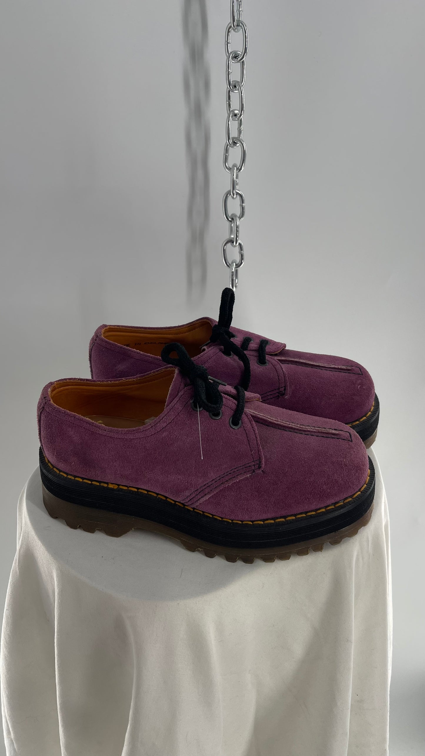 SUPER RARE Vintage Dr. Martens Platform Purple/Mauve Suede Leather Oxfords (3)