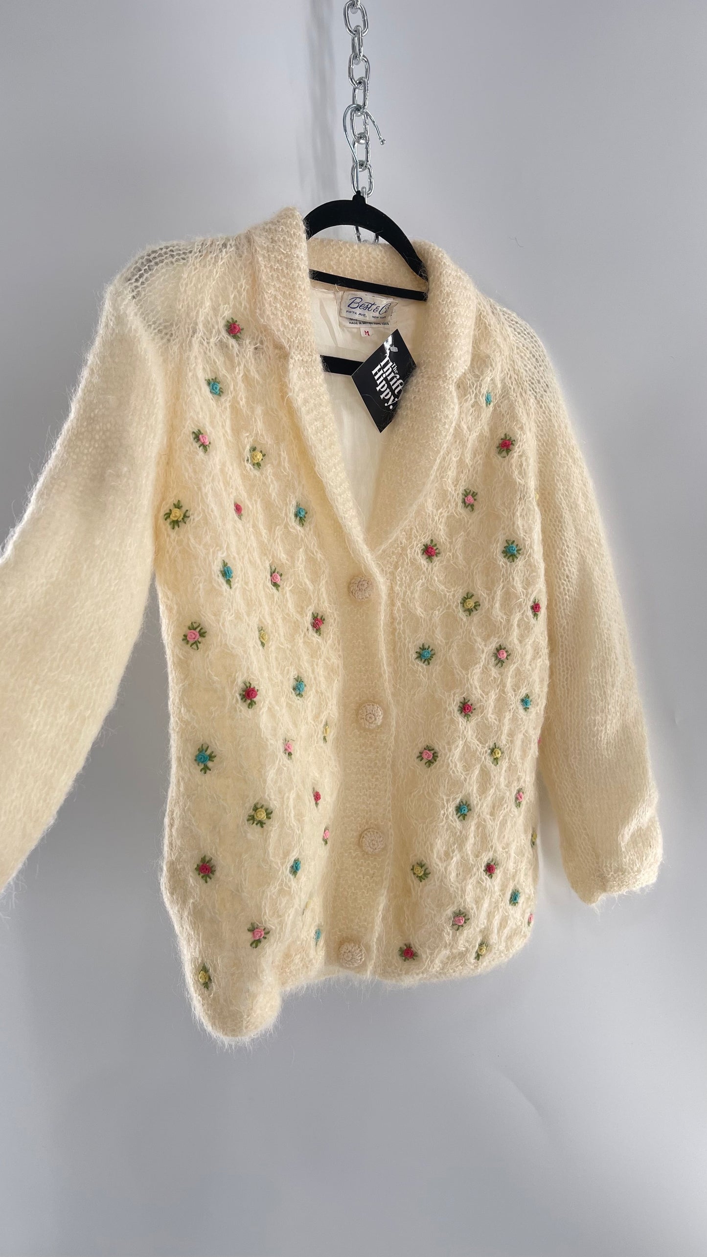 Vintage Best & Co Lil Rose, Cream Granny Cardigan (Medium)