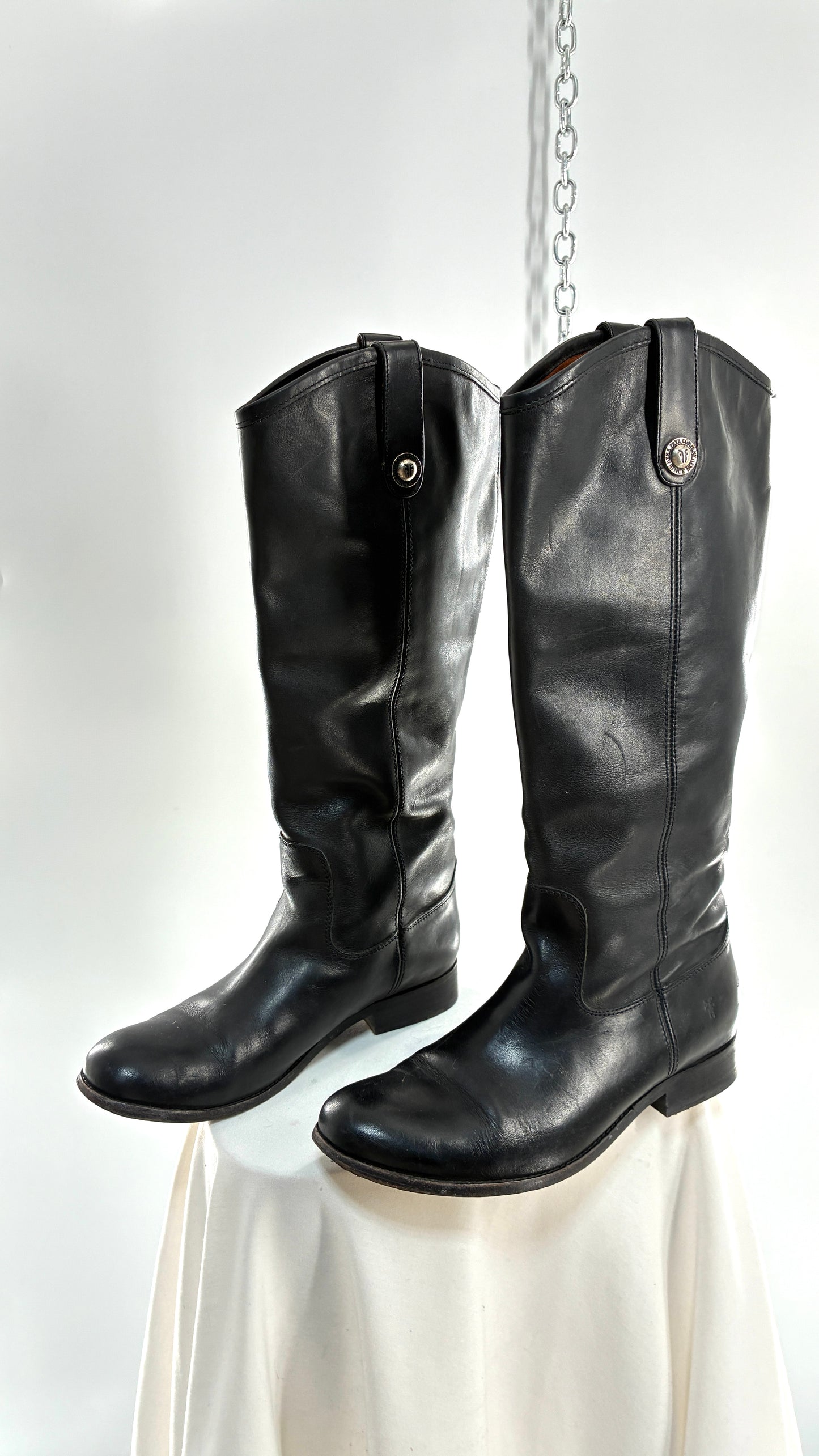 Vintage FRYE Melissa Tall Black Genuine Leather Boots Made in Mexico (8)