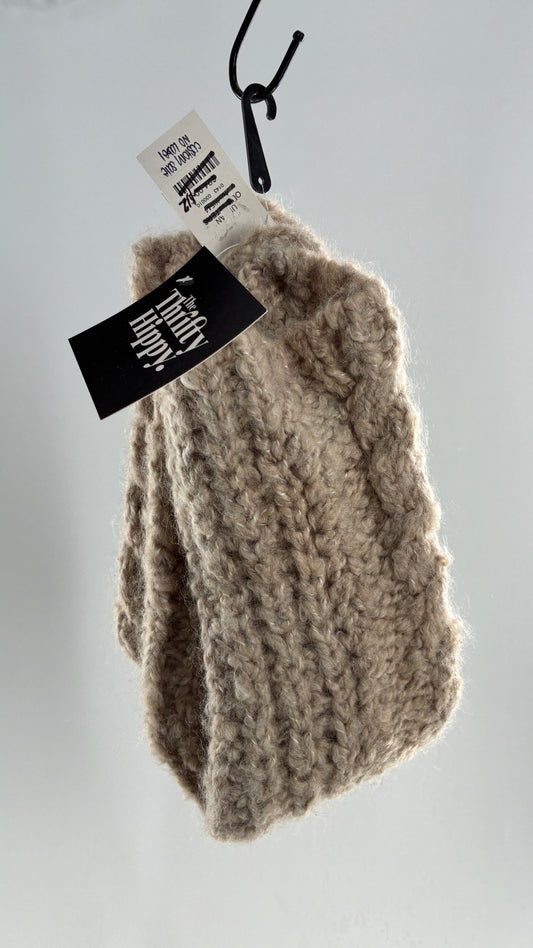 Urban Outfitters Ultra Thick Fluffy Knit Beige Socks
