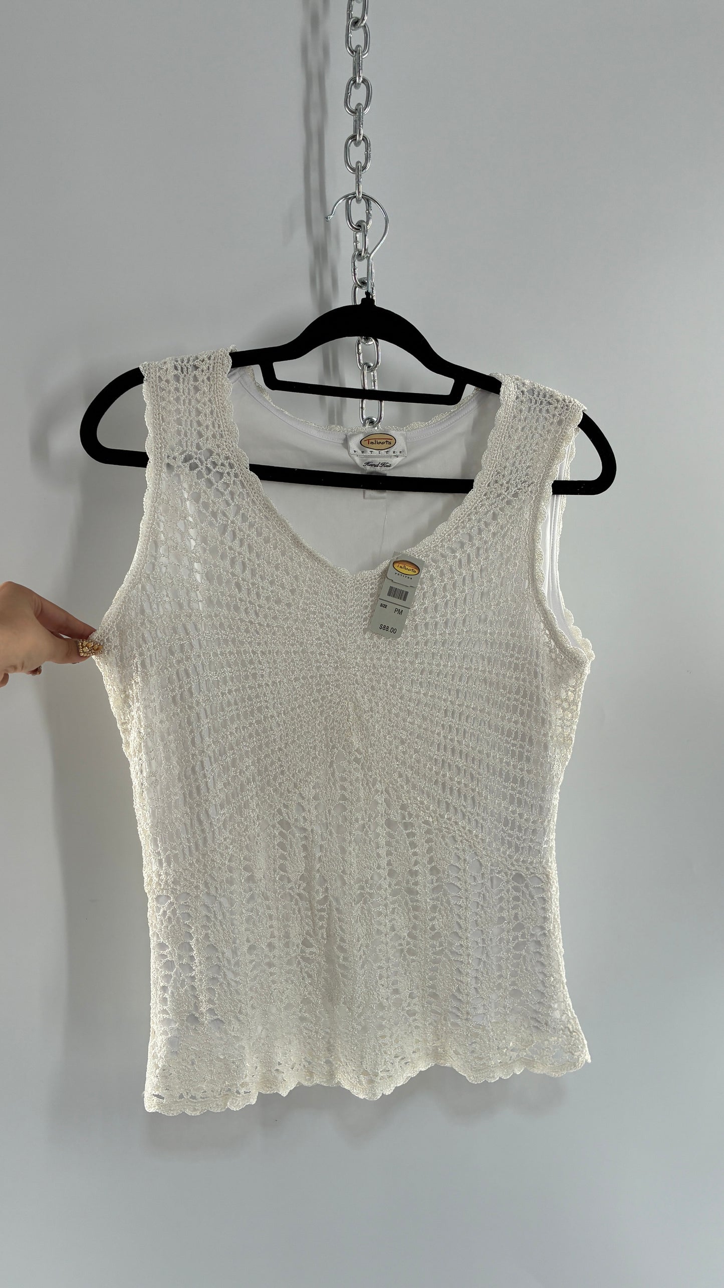 Deadstock Vintage TALBOTS White Crochet Sleeveless Top (Medium)