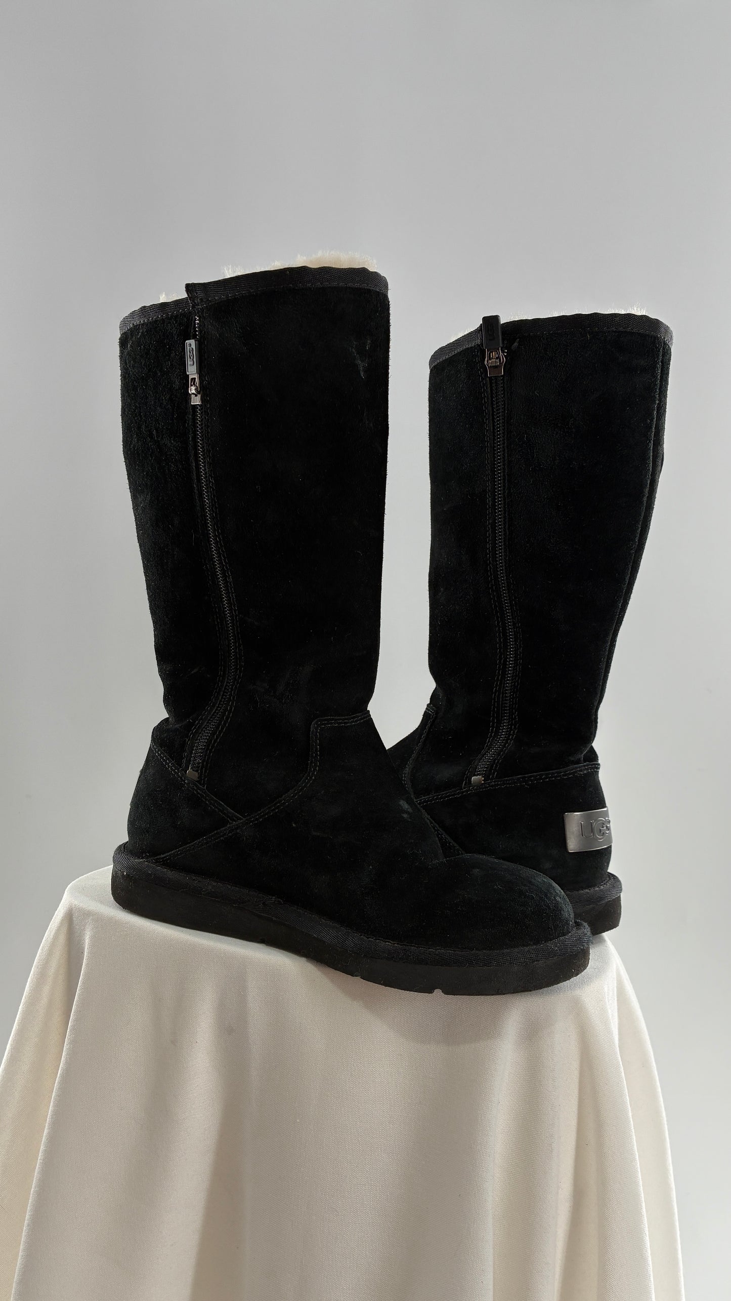 UGG Australia Black Suede Tall Cargo Boot (6)