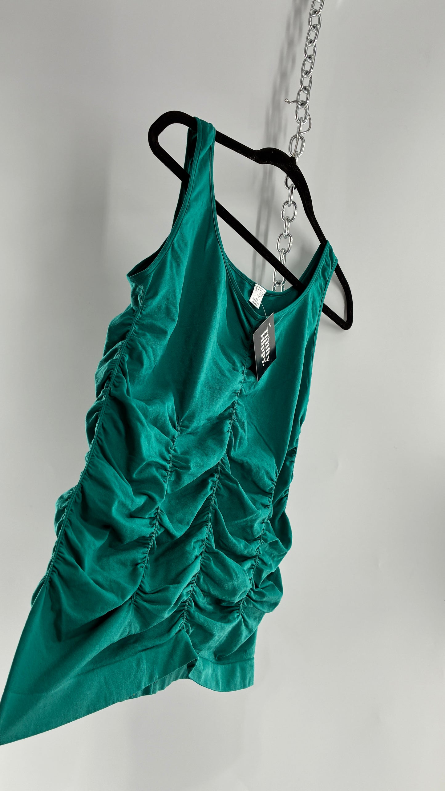 Vintage LEGACY Jewel Toned Teal Ruched Sleeveless (XL)