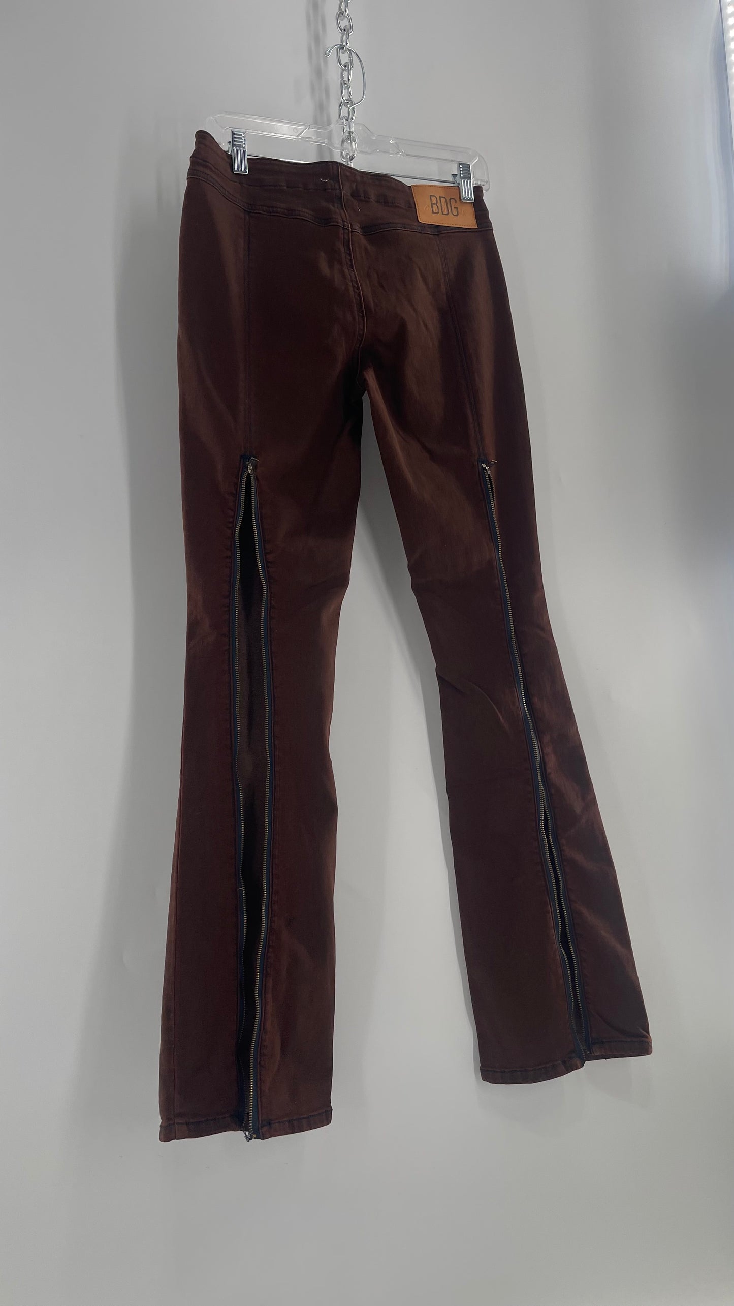 BDG Urban Outfitters Burn Out Brown Kick Flare with Thigh High Zipper Detail (27)