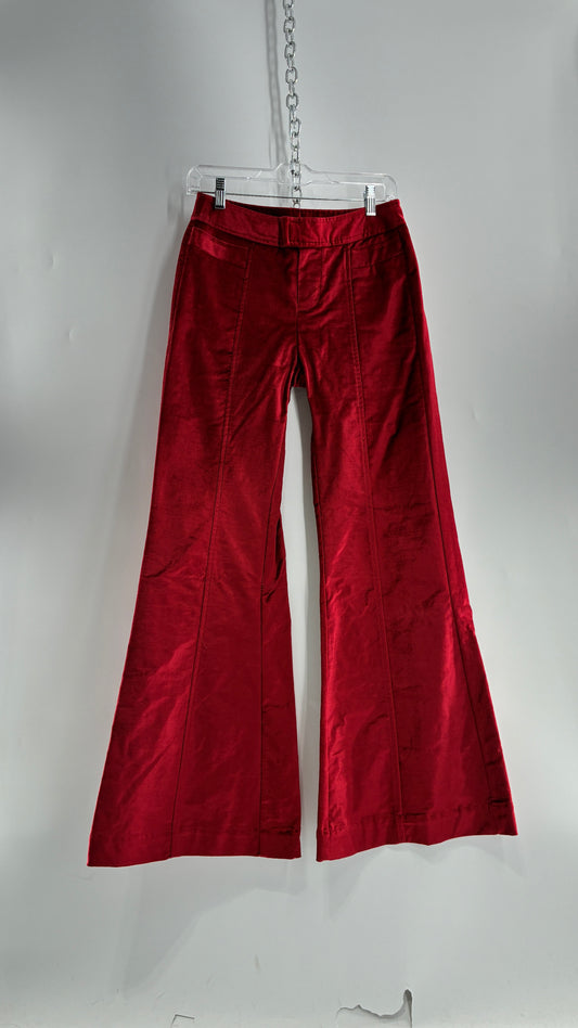 Free People Red Velvet Walk with You Kick Flare Hot Pants (2)