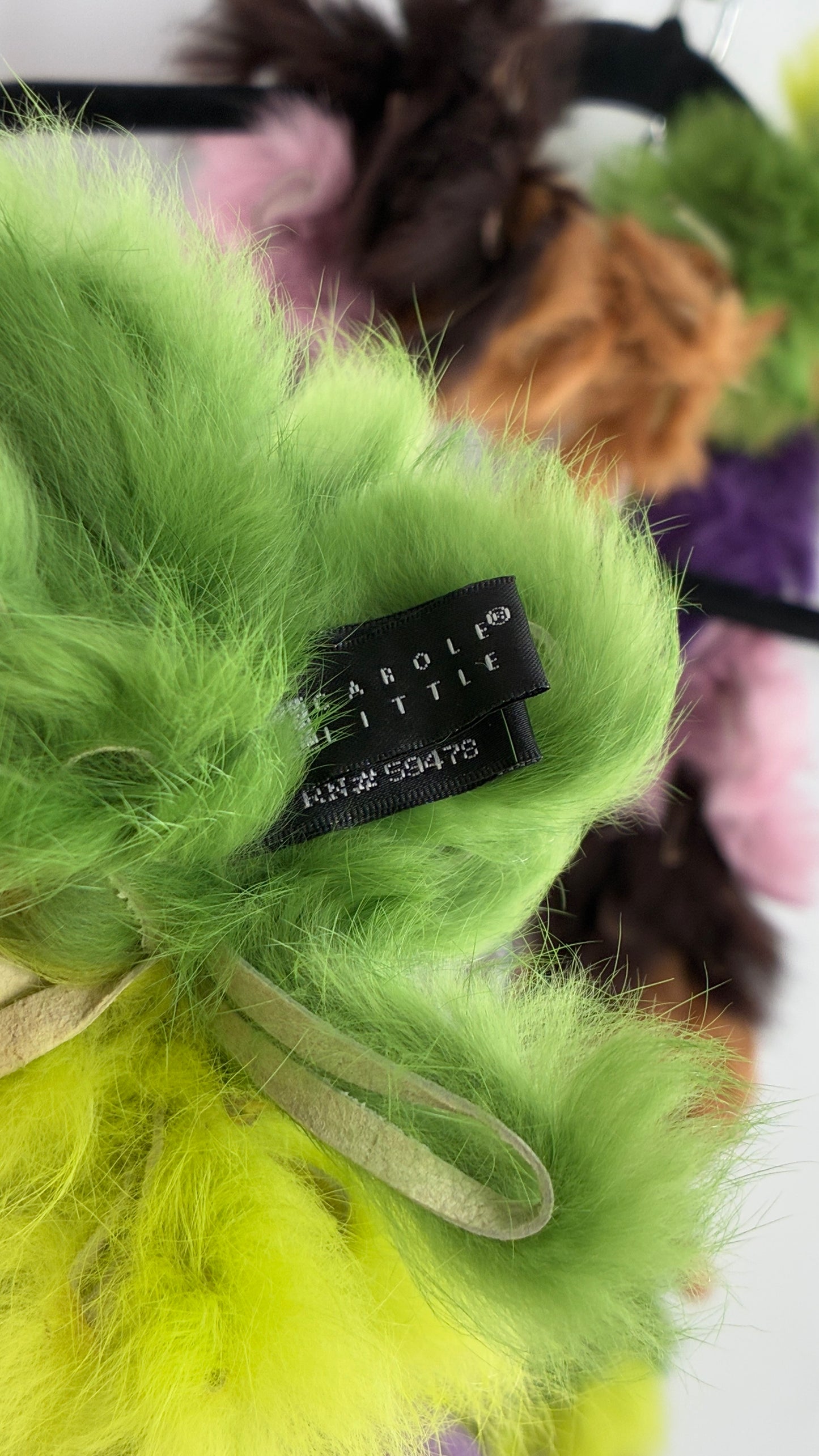Vintage Multicolored Brown Purple Green Rabbit Fur Scarf