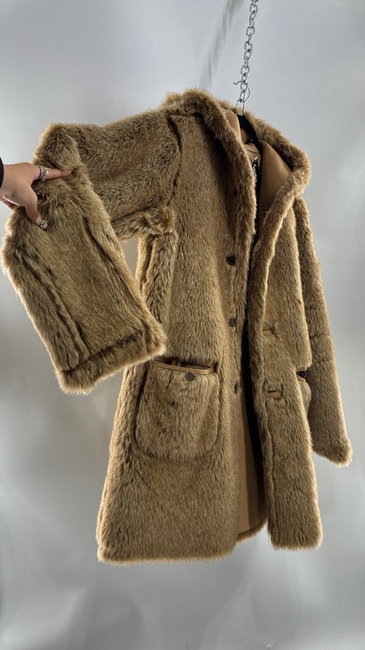 Vintage JONES NEW YORK Reversible Fur and Vegan Suede Coat (Small)