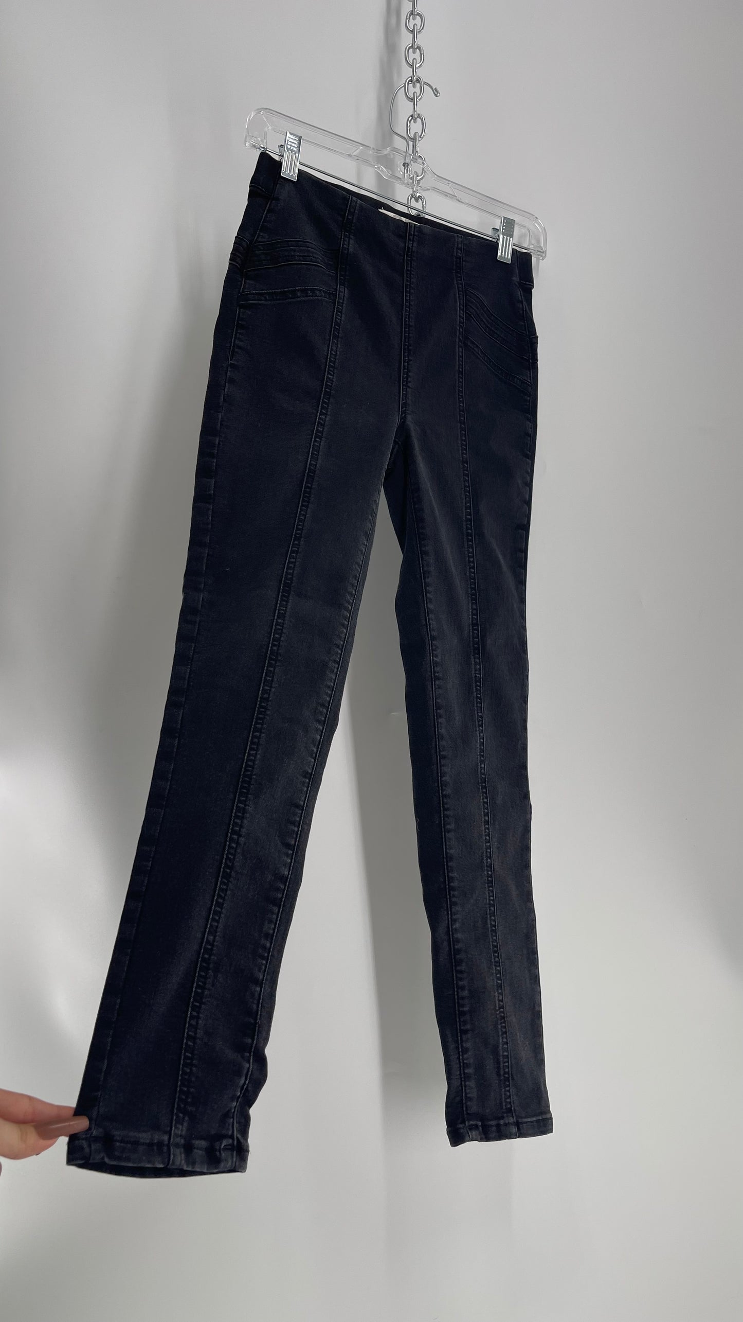 Free People Charcoal Grey Stitch Detail Skinny Jeans (25)