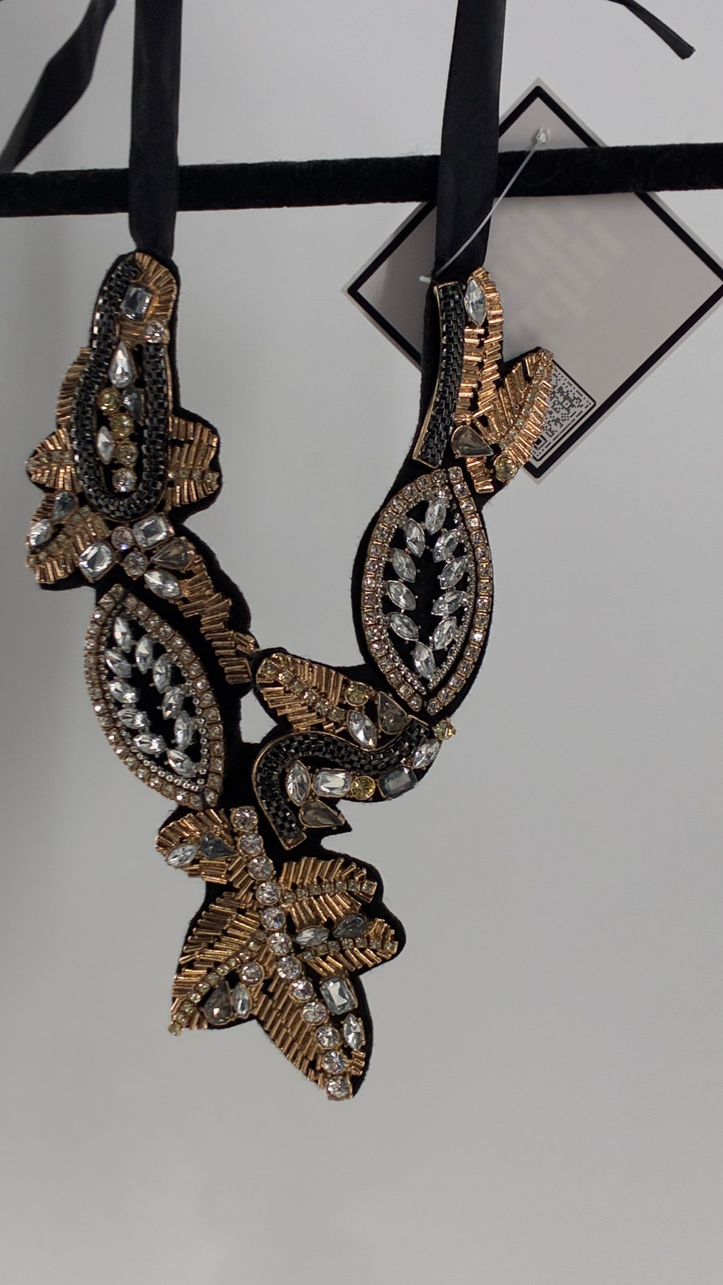 Vintage Ornate Beaded and Embroidered Adjustable Choker Necklace