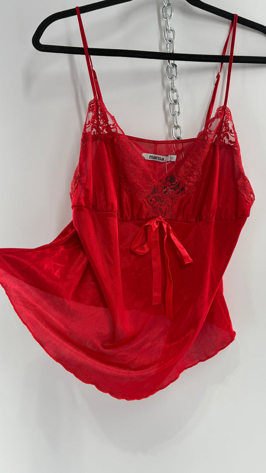 Vintage MARISA Red Lace Trim Camisole (Large)