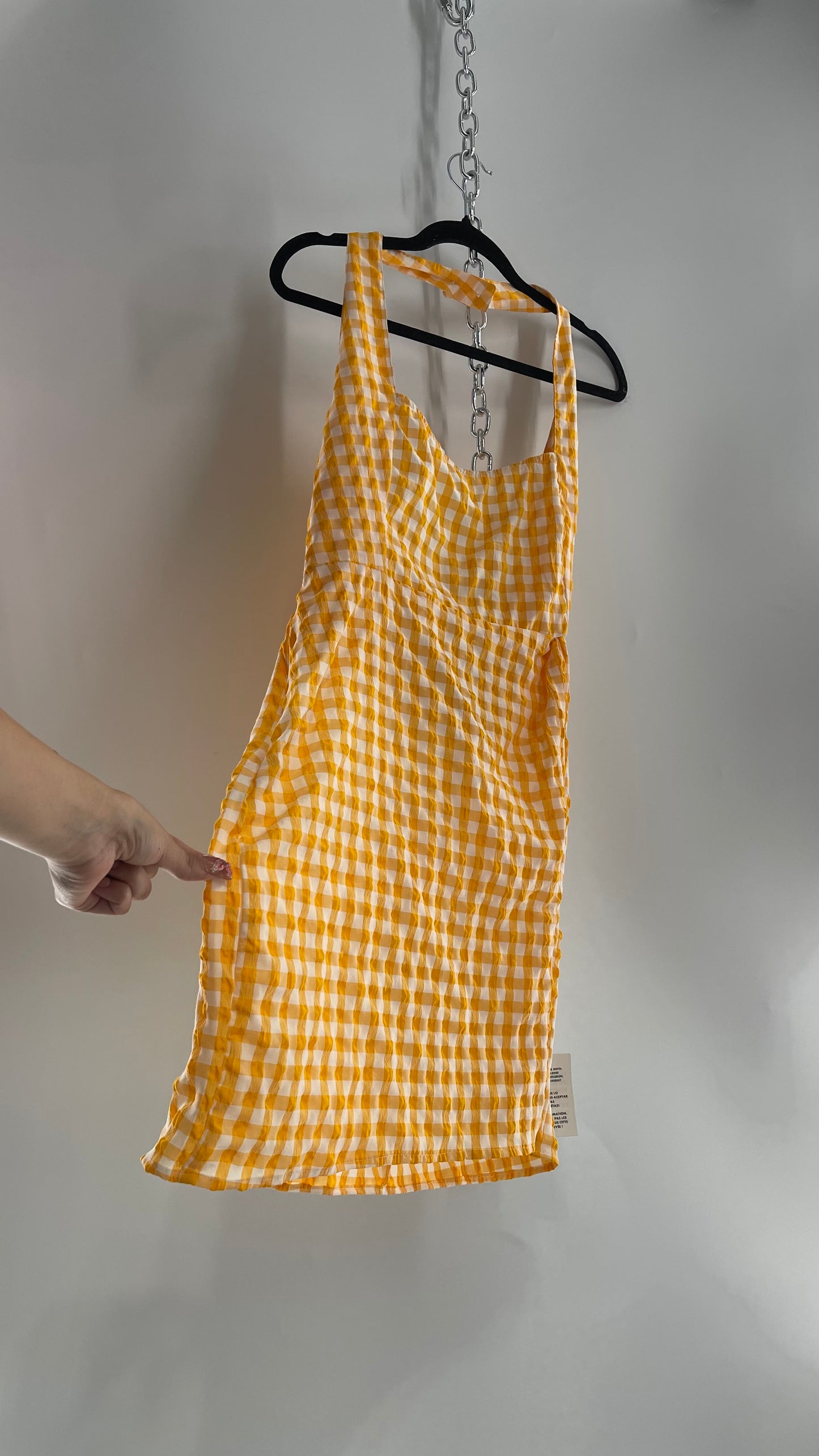 ASOS Design Yellow Halter Gingham Picnic Dress with Tags Attached (12)