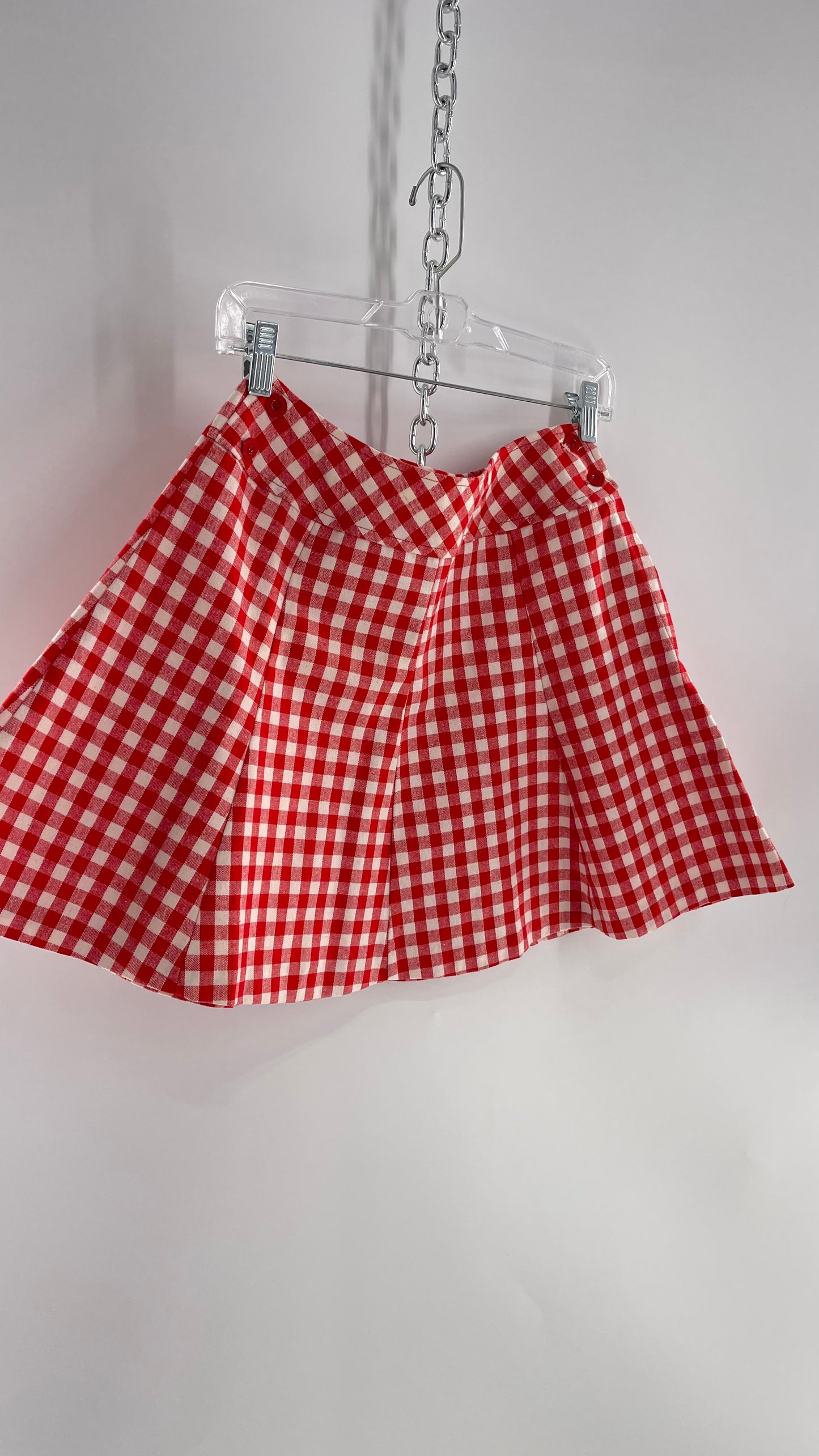 Vintage Bobbie Brook Red and White Picnic Mini Skirt (Large)