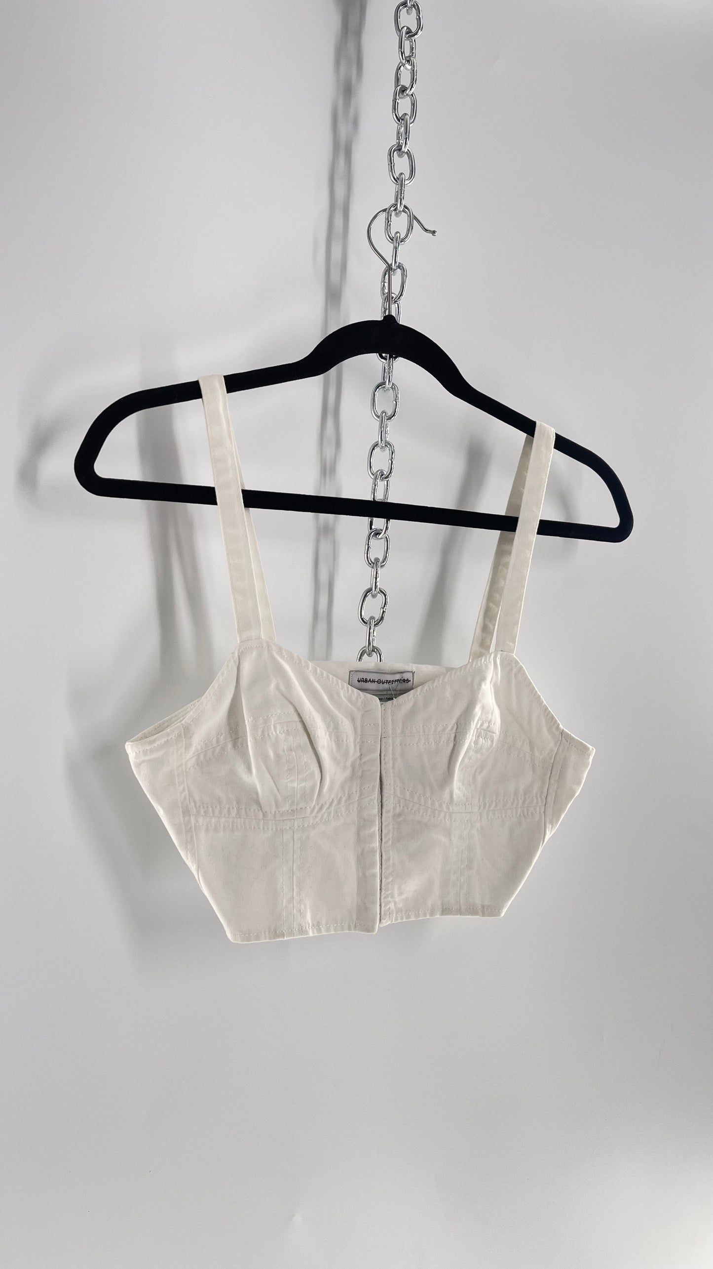 Urban Outfitters White Denim Eyelet Closure Corset Front (M)