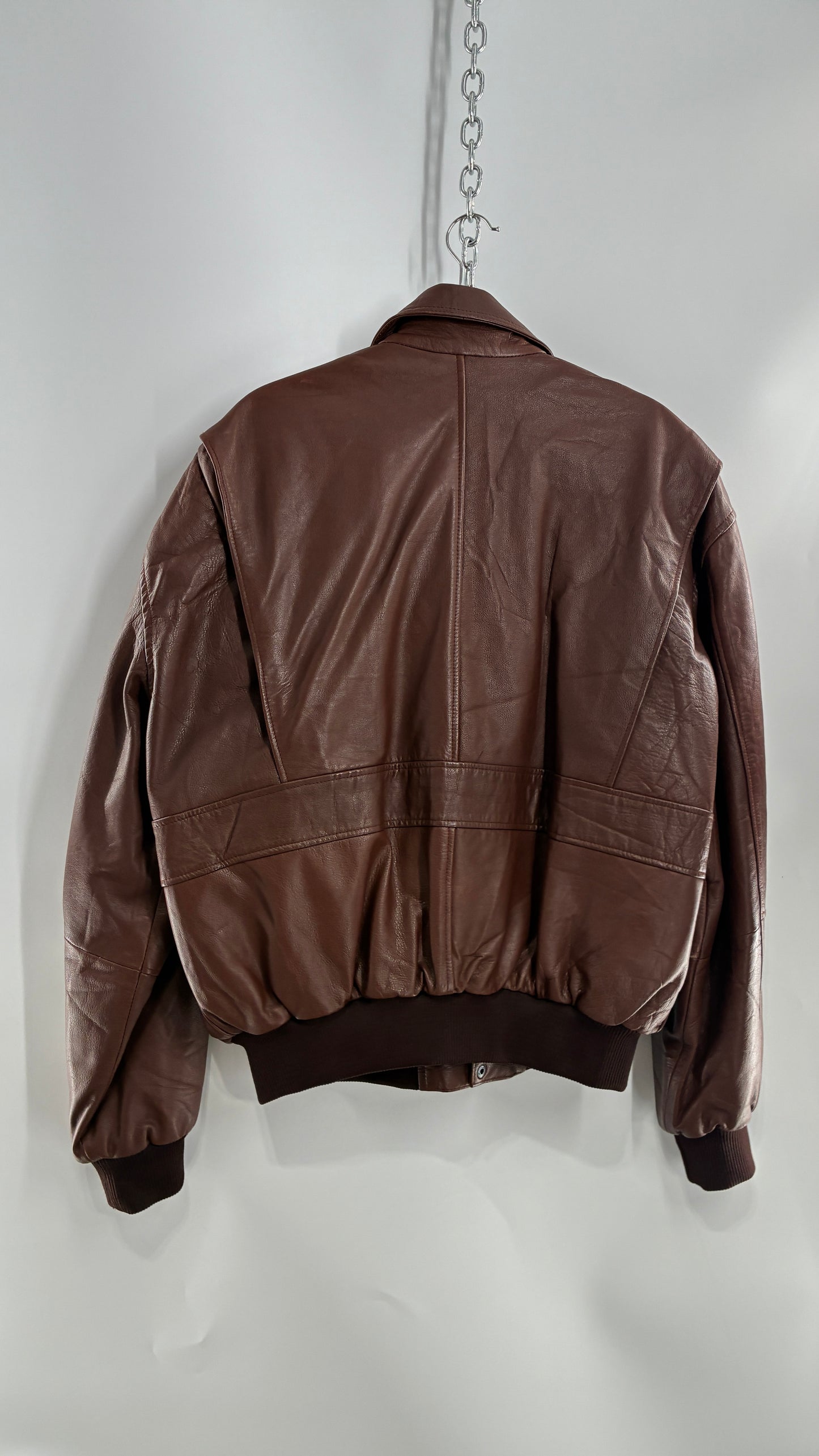 Vintage SUPER FORTRESS B2 Brown Leather Bomber Jacket (Large)